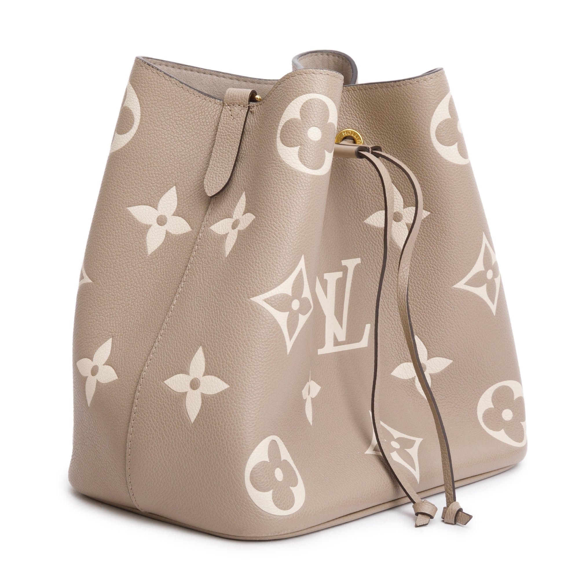 Louis Vuitton 2023 Dove/Creme Bicolor Monogram Empreinte Leather Neonoe MM w/ Pouch