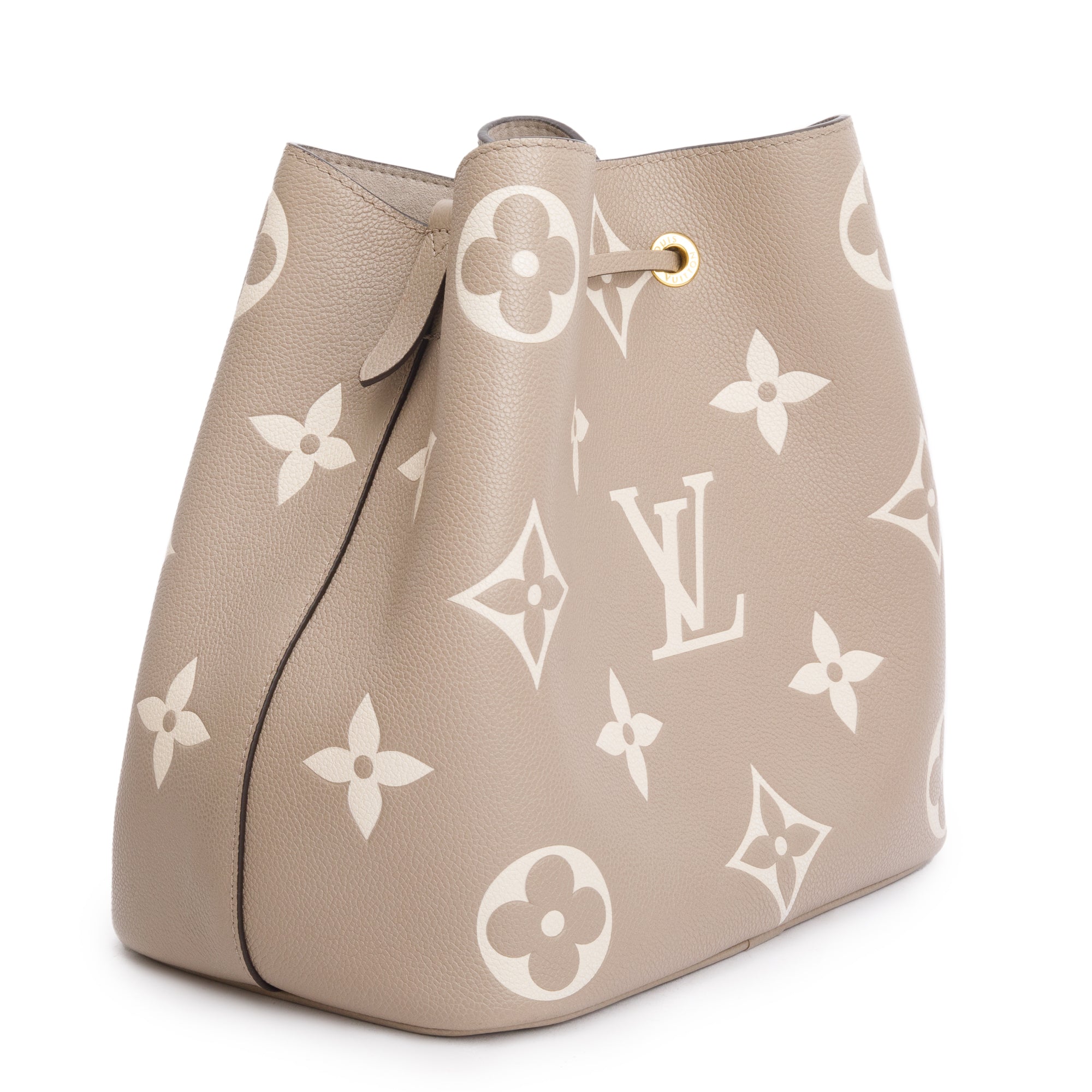 Louis Vuitton 2023 Dove/Creme Bicolor Monogram Empreinte Leather Neonoe MM w/ Pouch