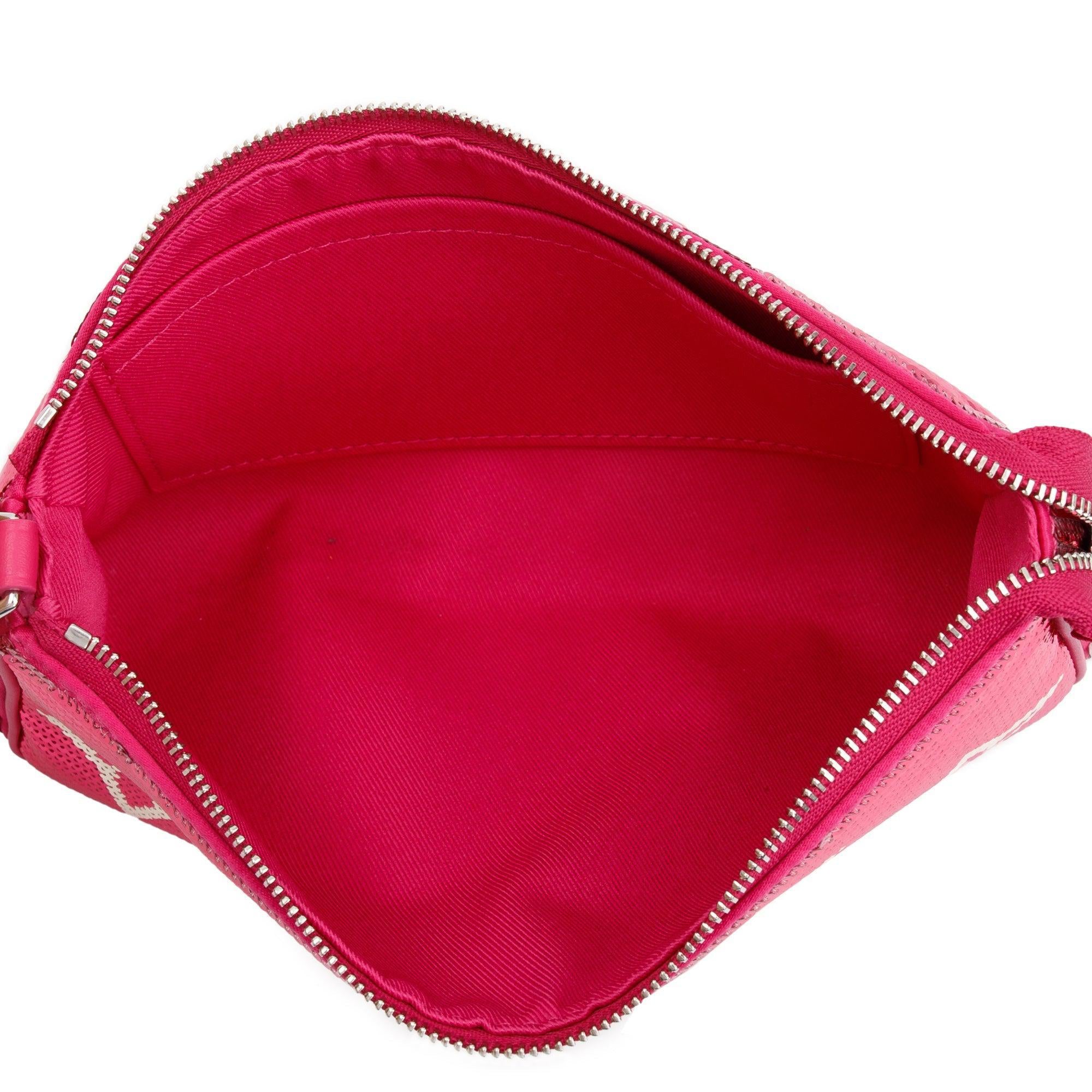 Louis Vuitton 2023 Fuchsia Silver Monogram Giant Sequins Pochette Accessoires w/ Box