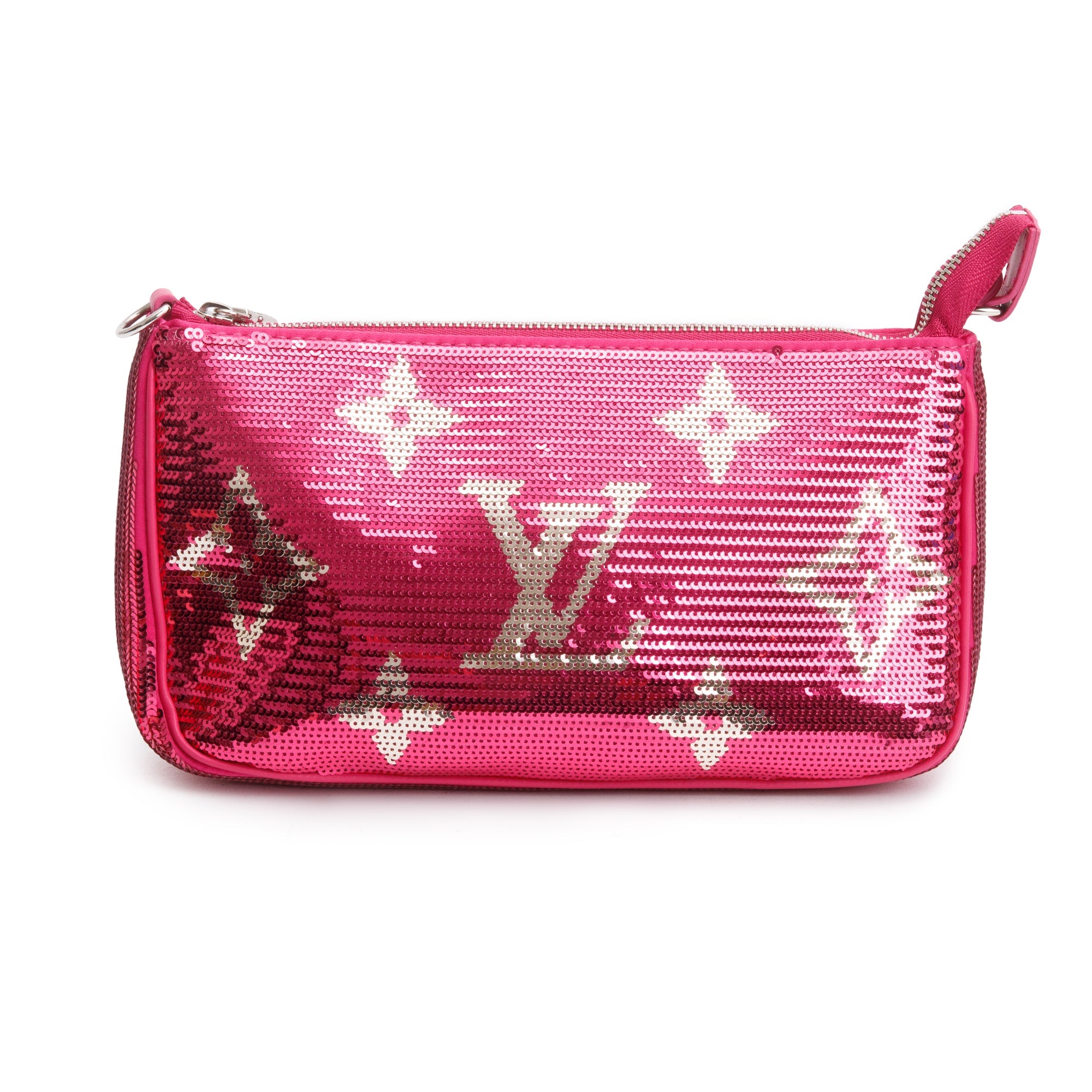 Louis Vuitton 2023 Fuchsia Silver Monogram Giant Sequins Pochette