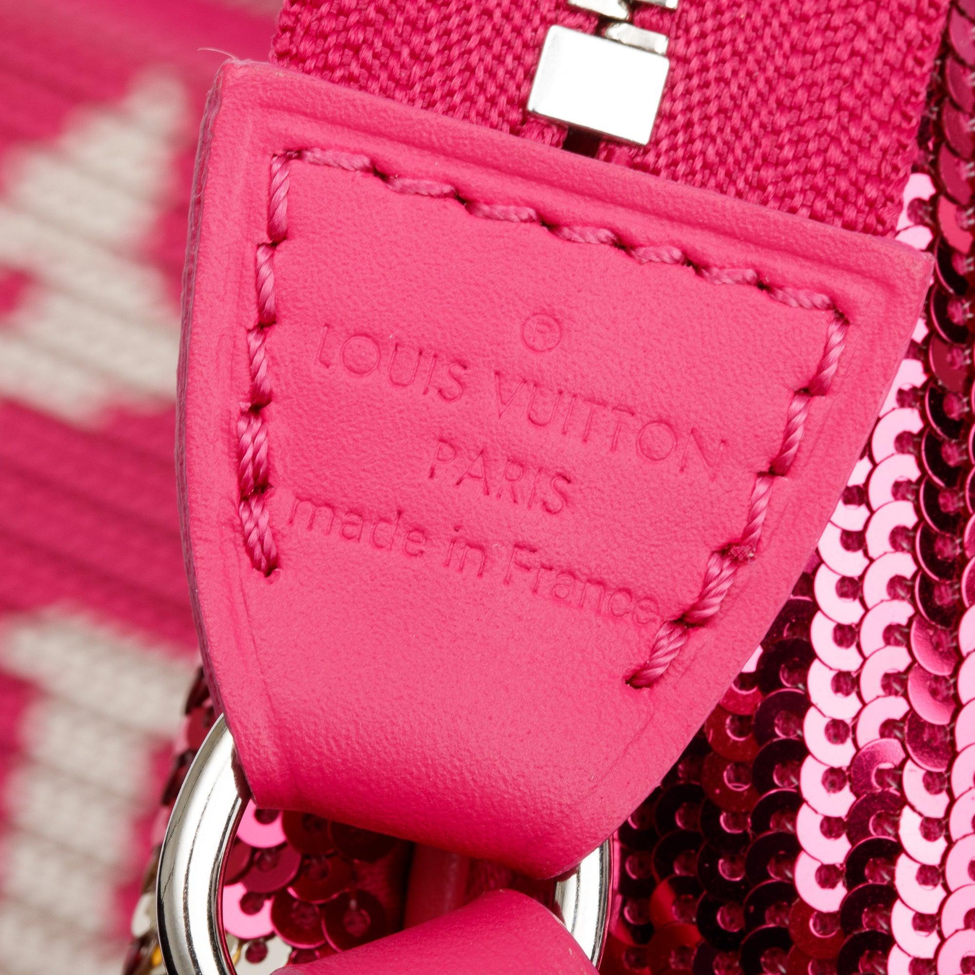 Louis Vuitton 2023 Fuchsia Silver Monogram Giant Sequins Pochette Accessoires w/ Receipt