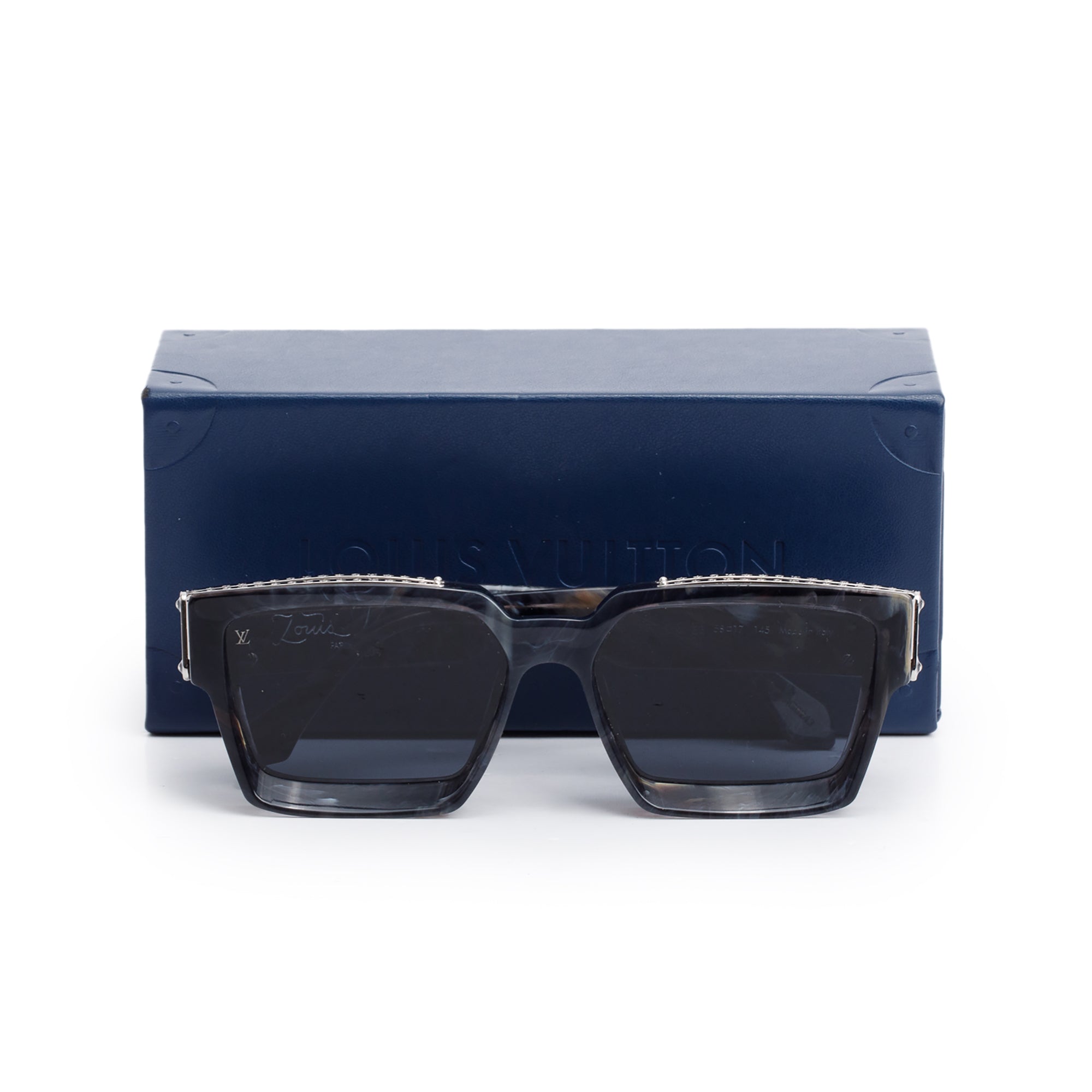 Louis Vuitton 2023 Grey Marble Acetate 1.1 Millionaires Sunglasses w/ Case