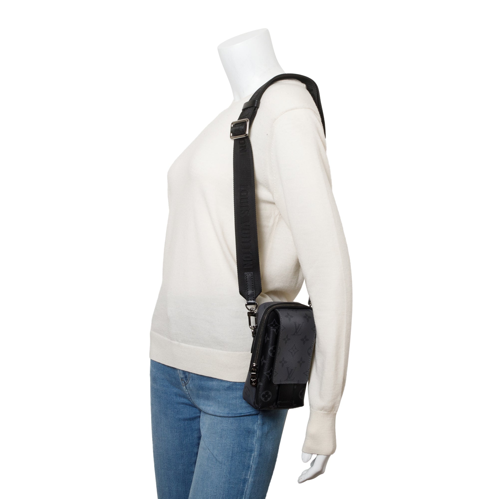 Louis Vuitton 2023 Monogram Eclipse Double Phone Pouch NM w/ Strap, Box & Receipt