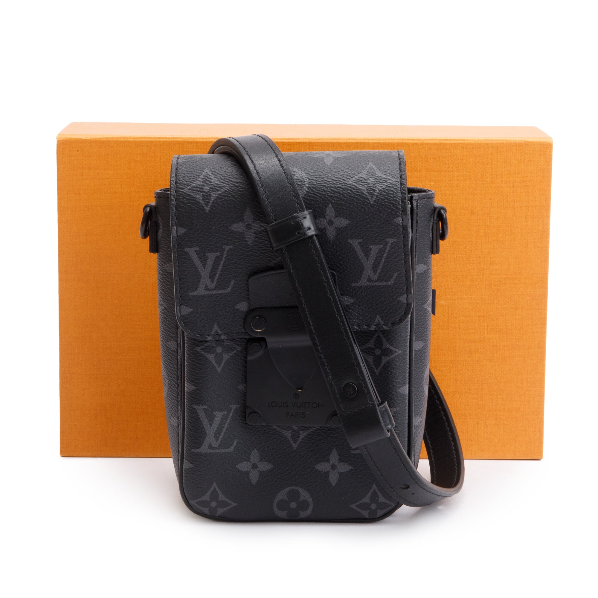Louis Vuitton 2023 Monogram Eclipse S-Lock Verticle Wearable Wallet w/ Box