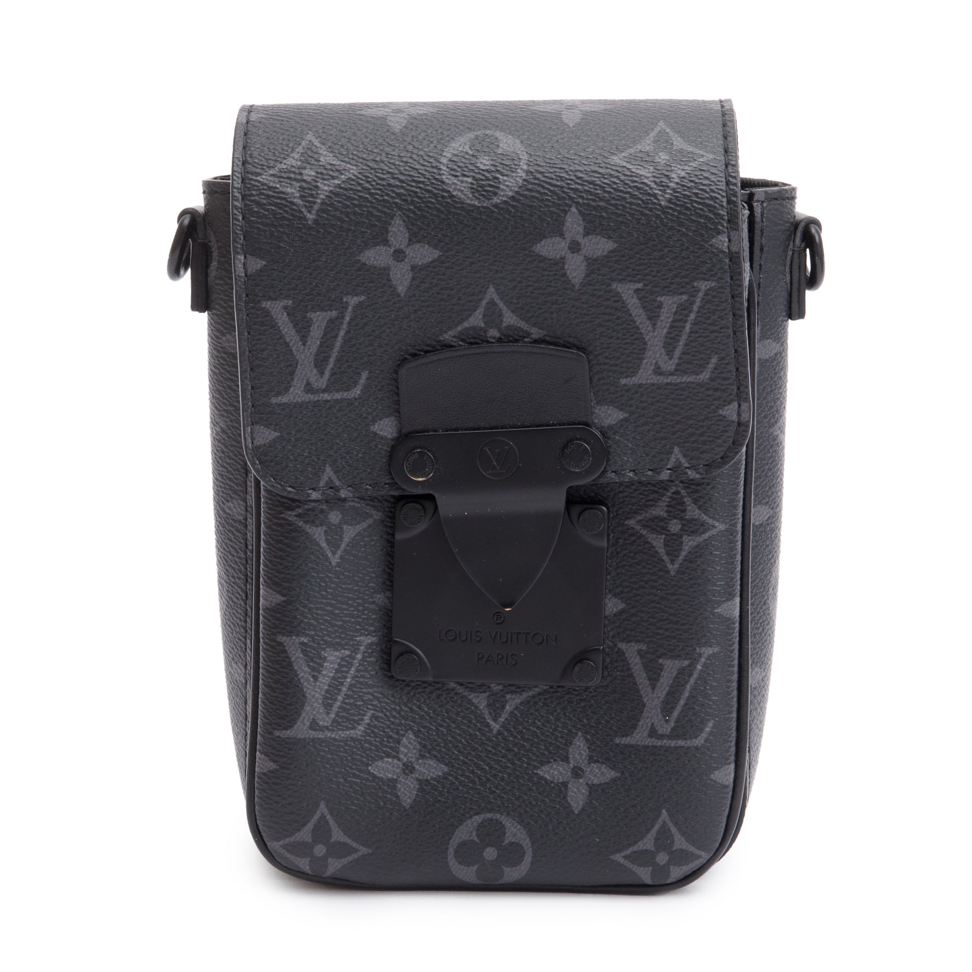 Louis Vuitton 2023 Monogram Eclipse S-Lock Verticle Wearable Wallet w/ Box