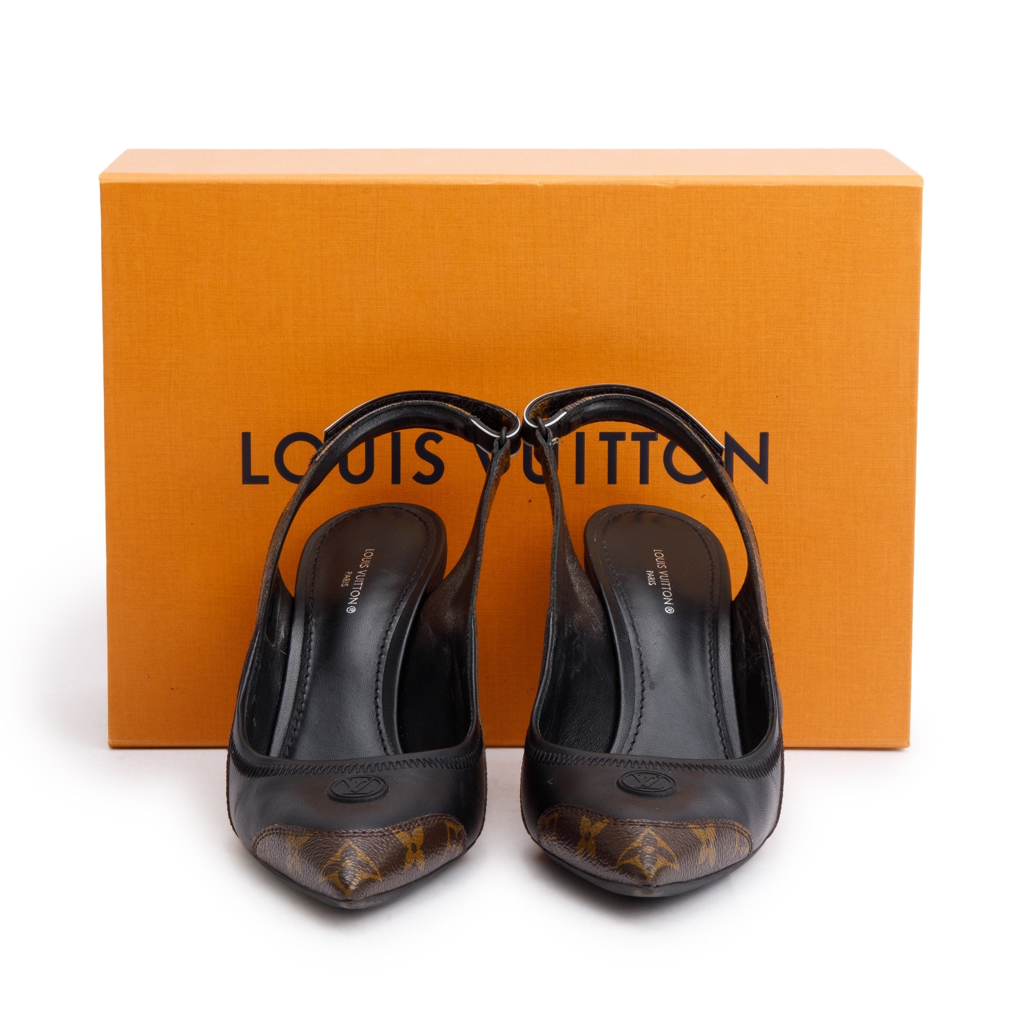 Louis Vuitton 2023 Monogram Trim Black Leather Rubber LV Archlight Pumps, Size 39 w/ Box