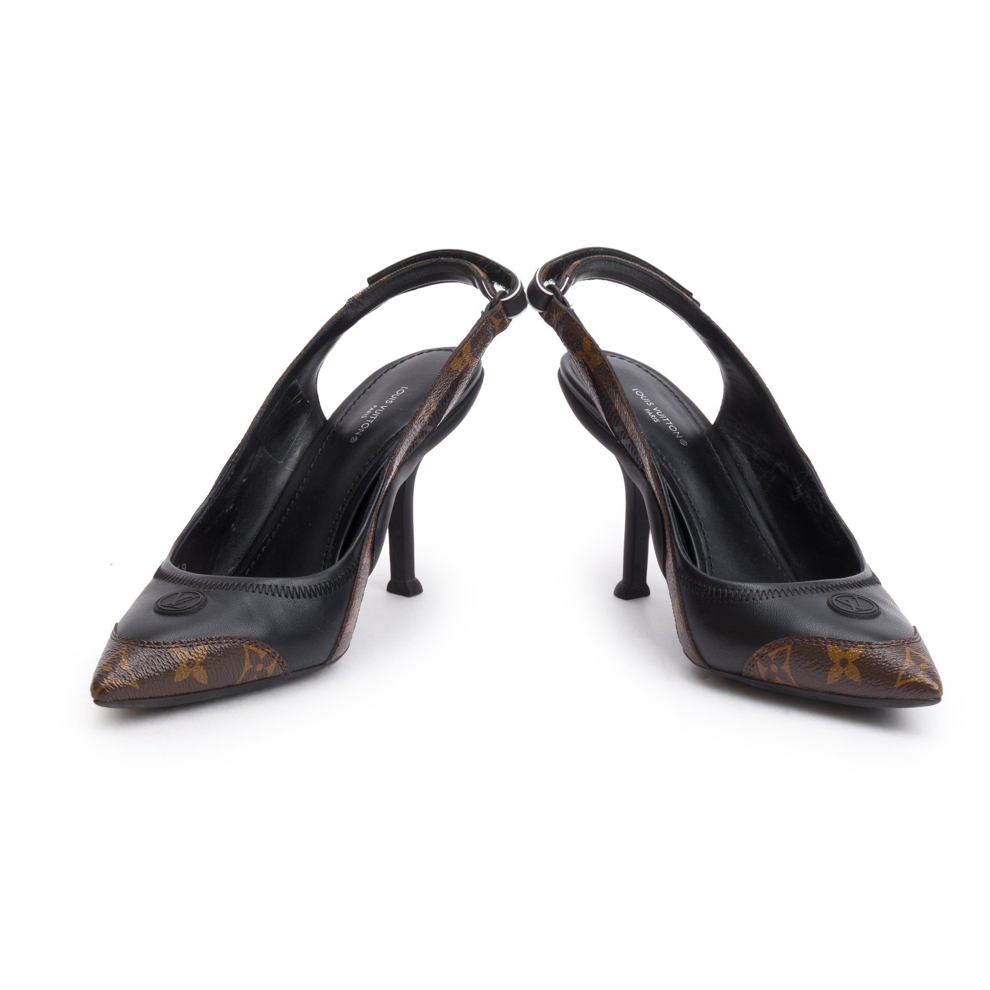 Louis Vuitton 2023 Monogram Trim Black Leather Rubber LV Archlight Pumps, Size 39 w/ Box