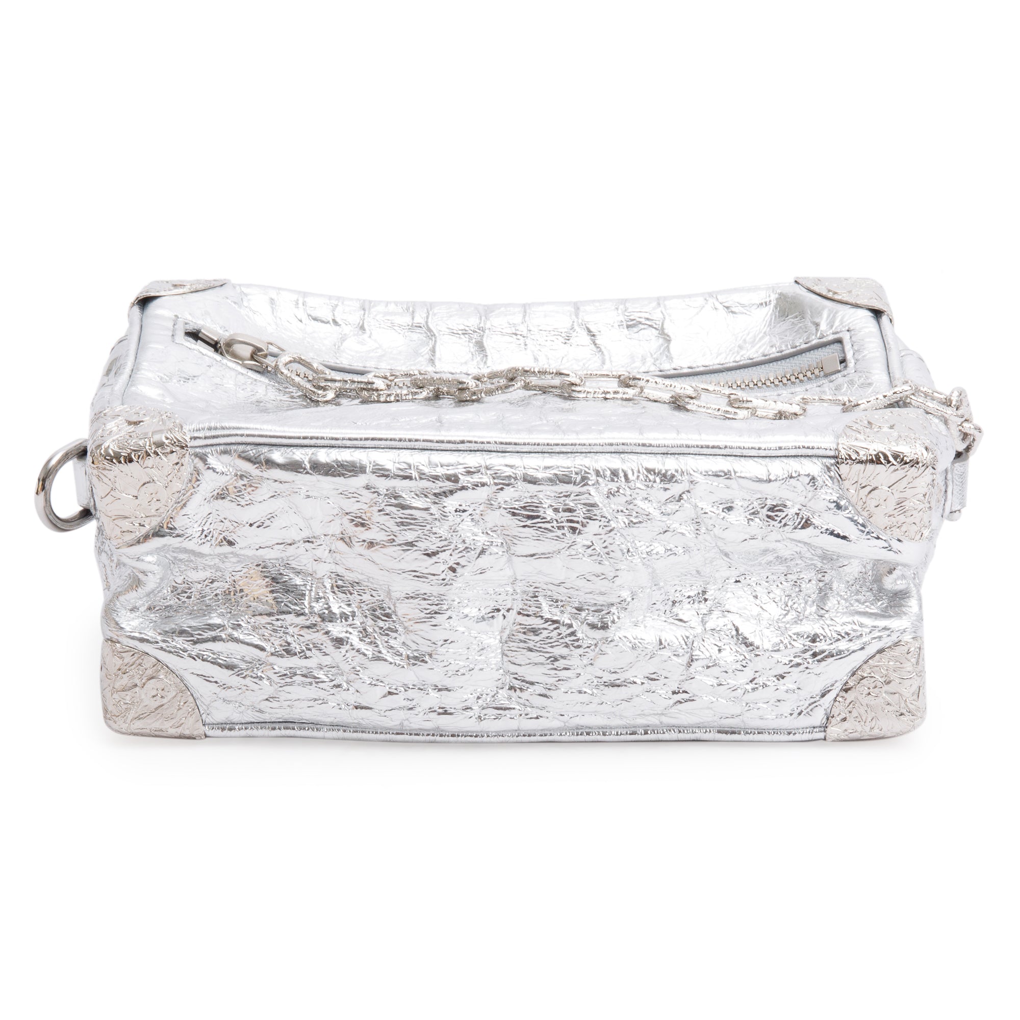 Louis Vuitton 2023 Silver Aluminum & Cowhide Leather Mini Soft Trunk Crushed Bag