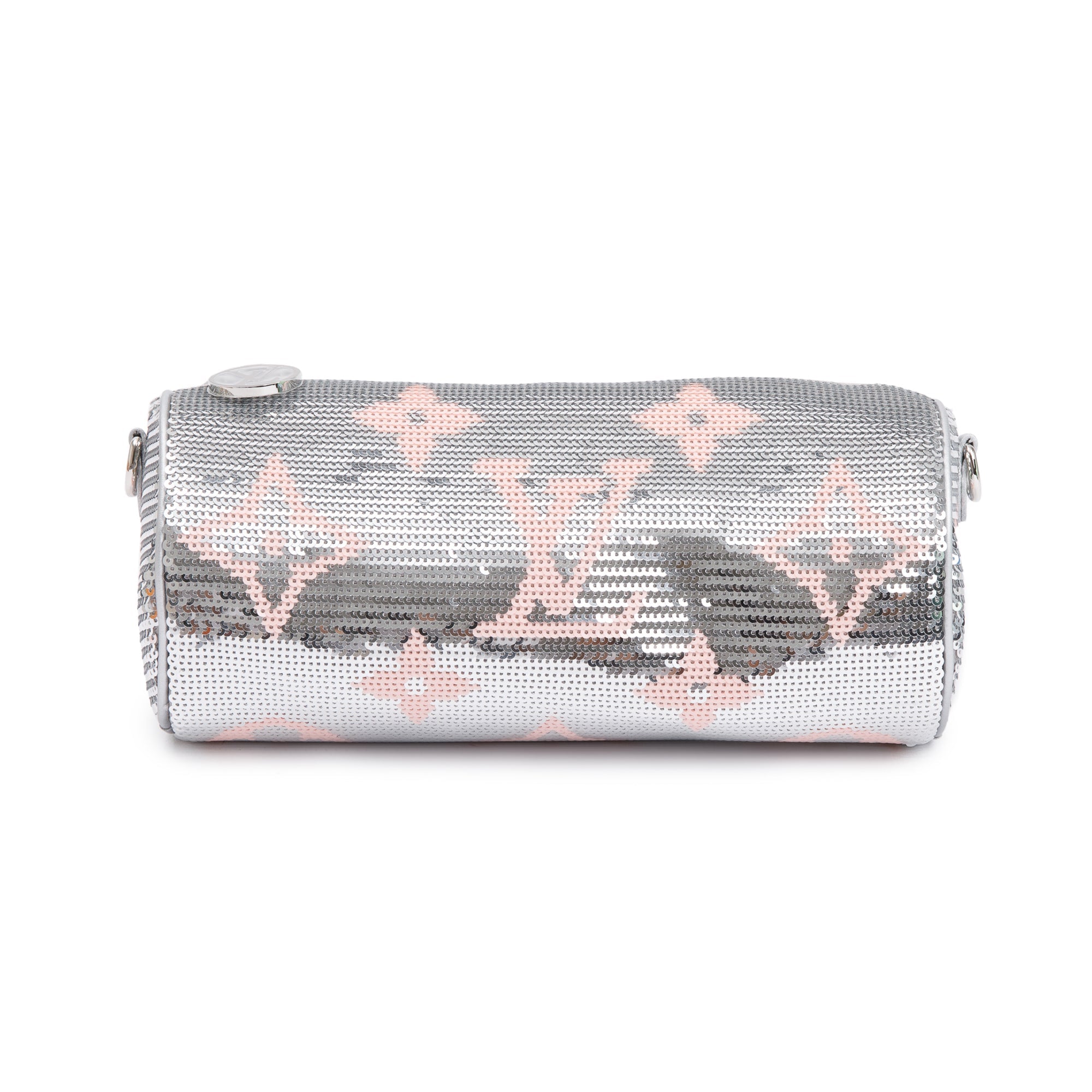 Louis Vuitton 2023 Silver Rose Monogram Giant Sequins Papillon Pouch w/ Straps, Receipt & Box