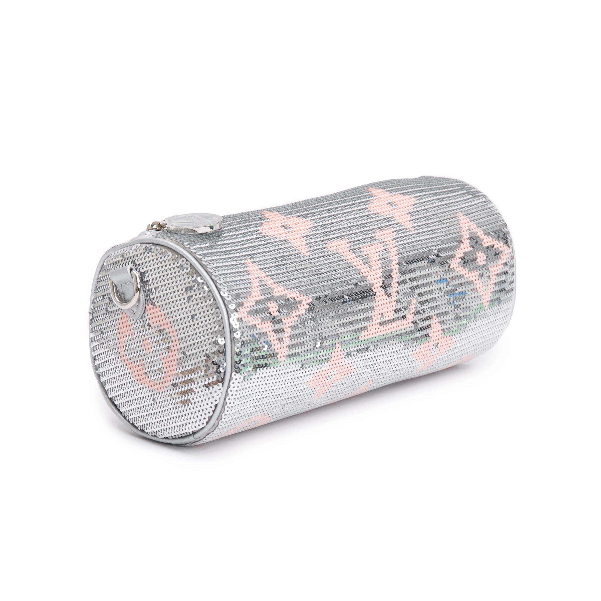 Louis Vuitton 2023 Silver Rose Monogram Giant Sequins Papillon Pouch w/ Straps, Receipt & Box