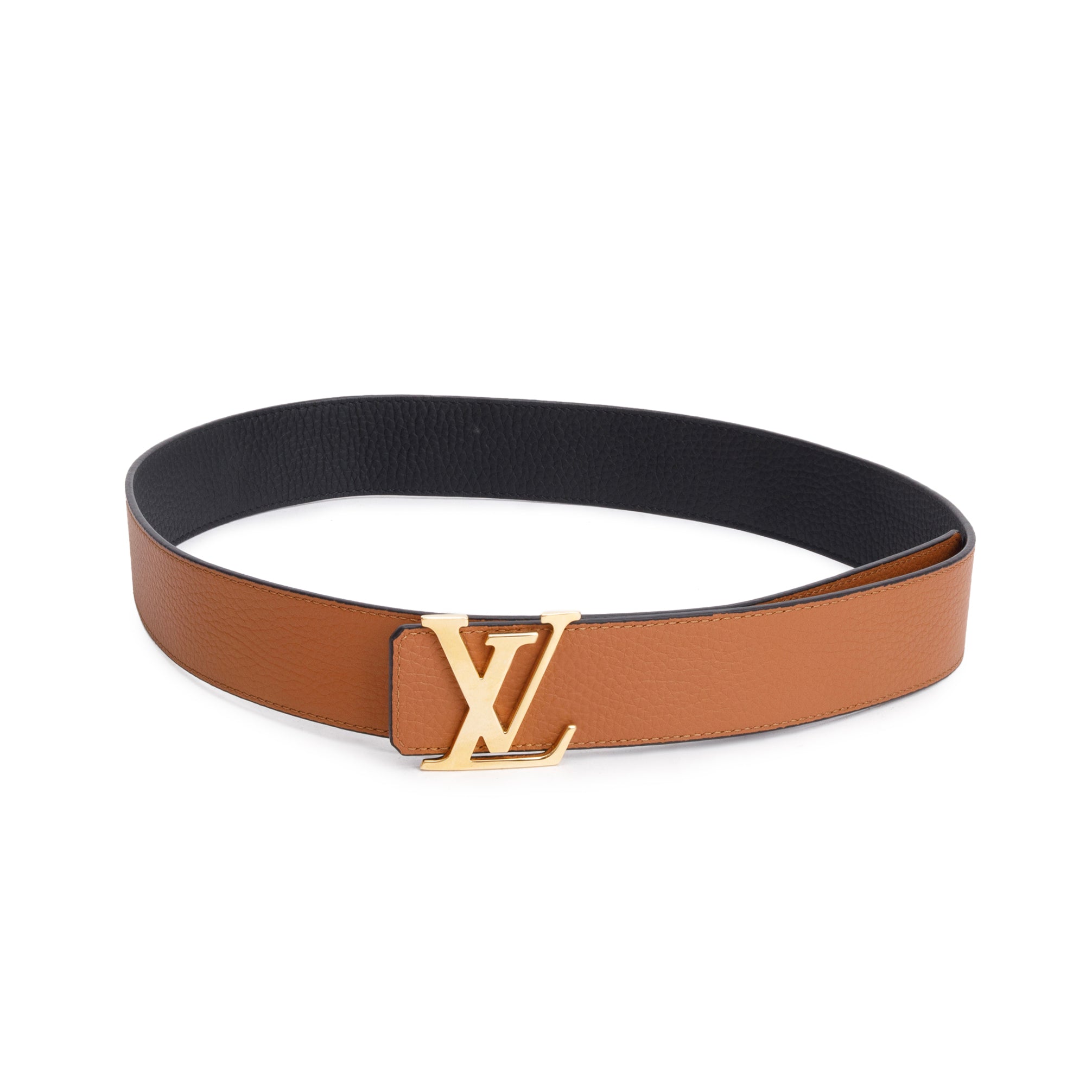 Louis Vuitton 2024 Black & Brown Taurillon Leather LV Initials 40 MM Reversible Belt 90 36 w/ Box