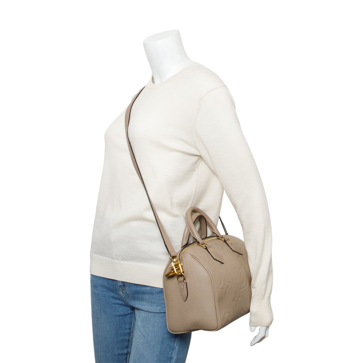 Louis Vuitton 2024 Dune Monogram Empreinte Leather Speedy Bandouliere 30 w/ Strap & Box