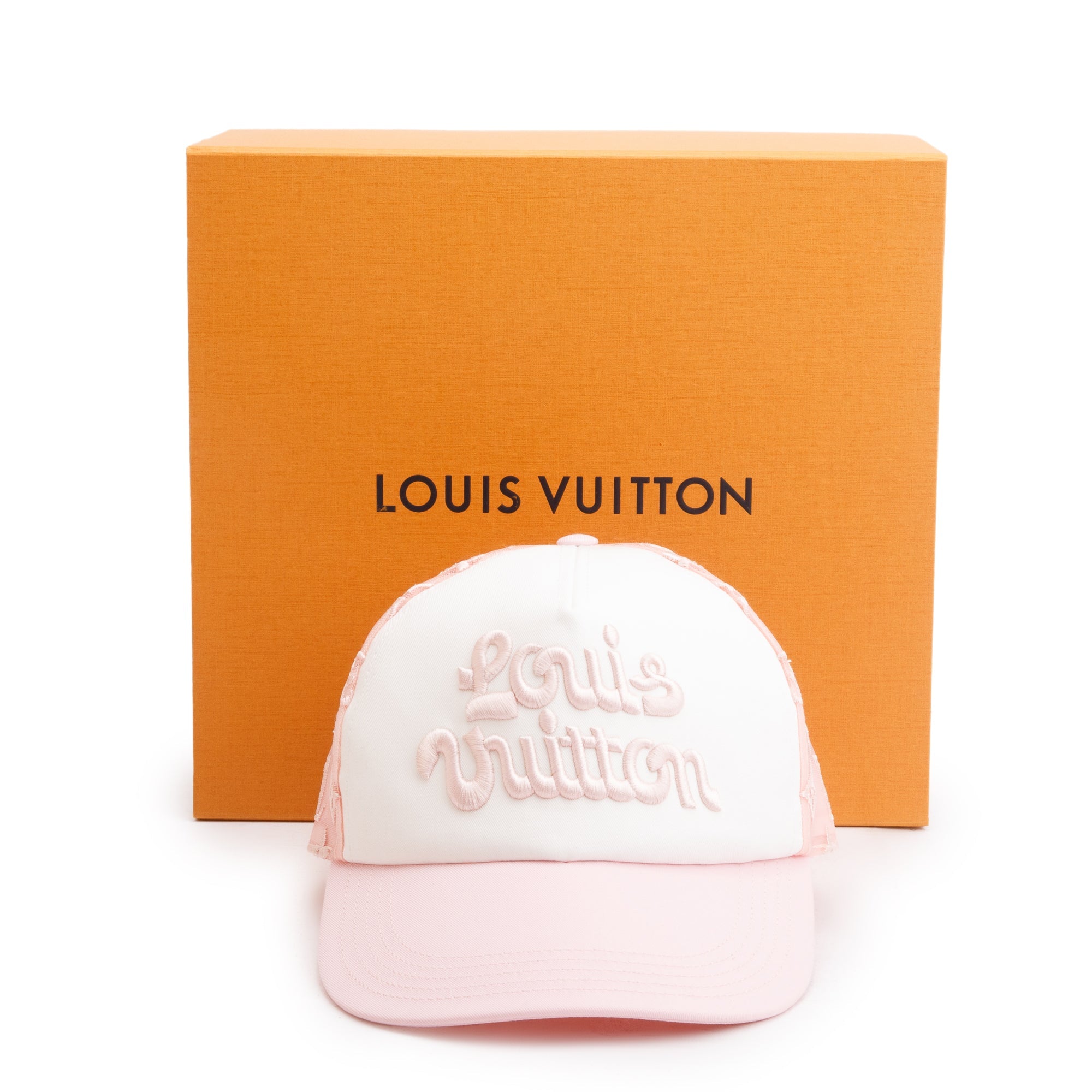 Louis Vuitton 2024 Pink Monogram Mesh Signature Cap w/ Box