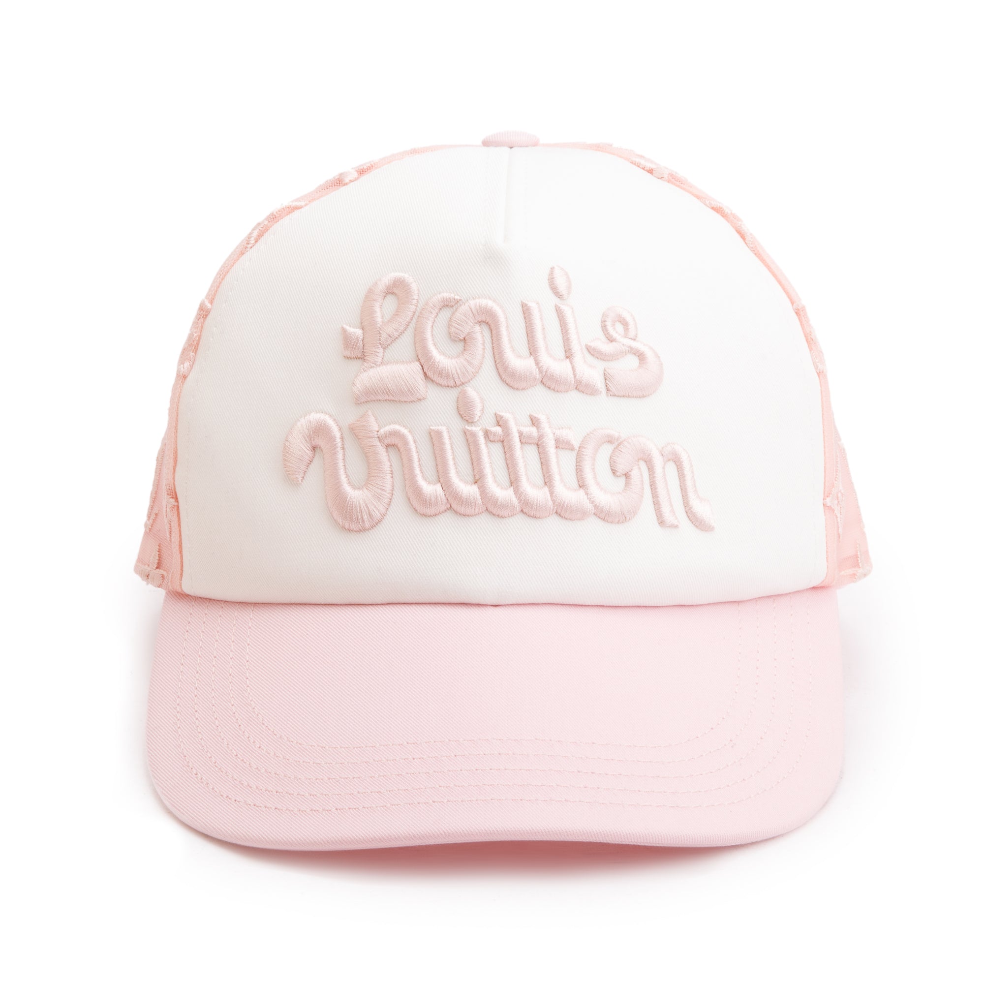 Louis Vuitton 2024 Pink Monogram Mesh Signature Cap w/ Box