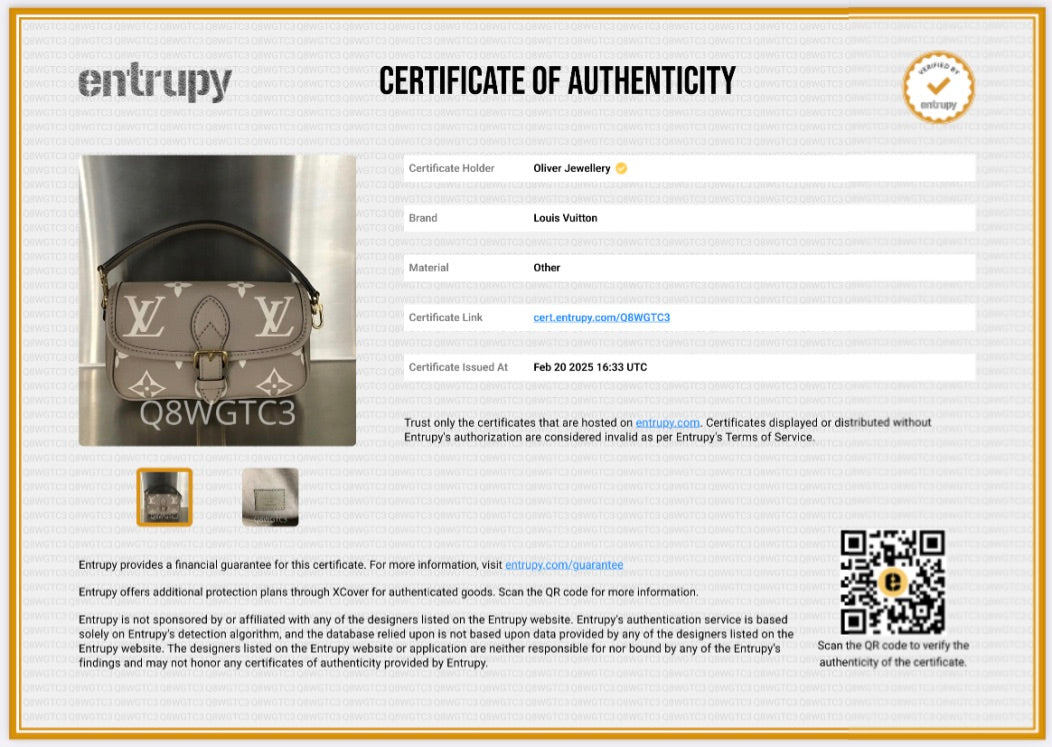 Louis Vuitton 2024 Torterelle Beige/Creme Bicolor Monogram Empreinte Leather Nano Diane w/ Straps, Box & Receipt