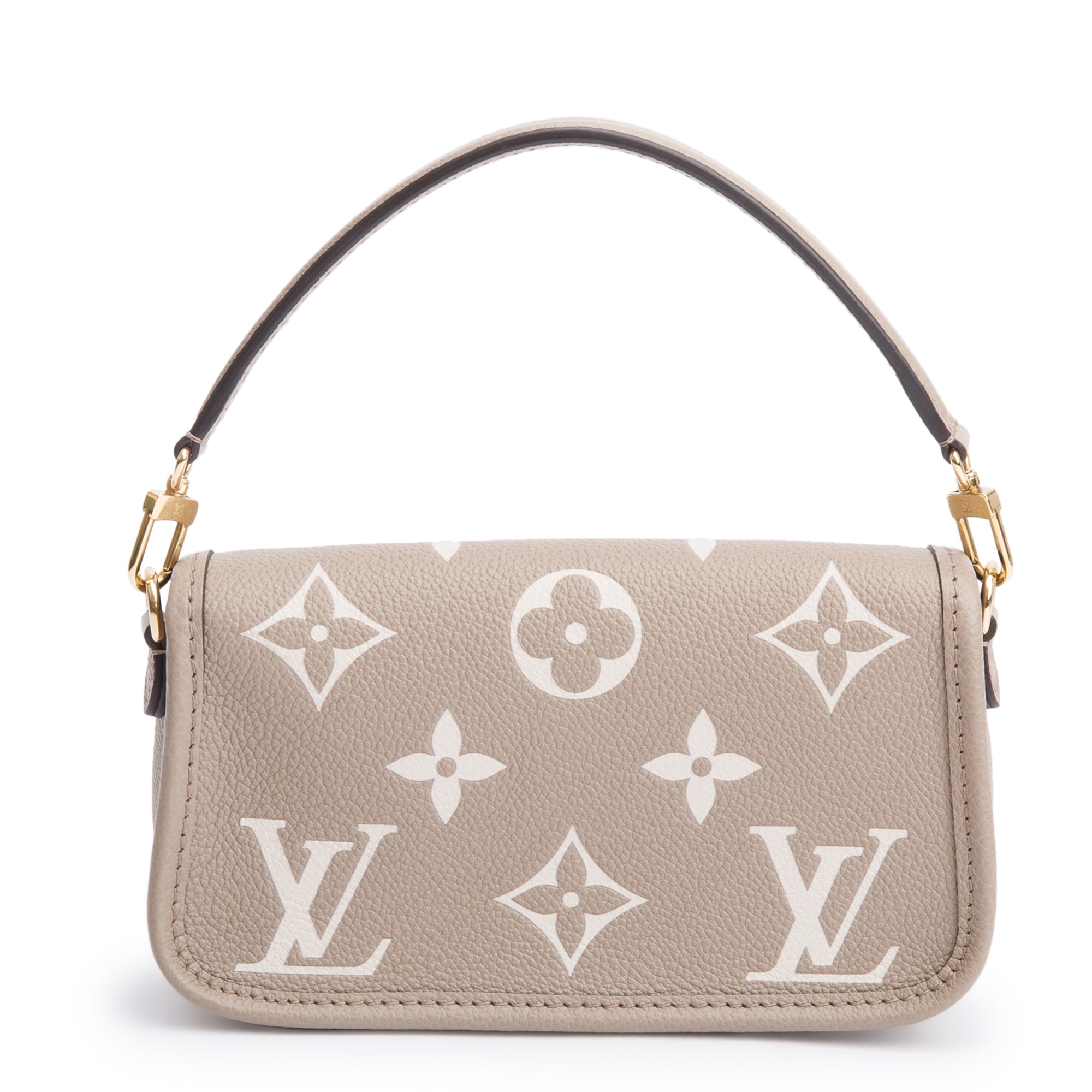 Louis Vuitton 2024 Torterelle Beige/Creme Bicolor Monogram Empreinte Leather Nano Diane w/ Straps, Box & Receipt