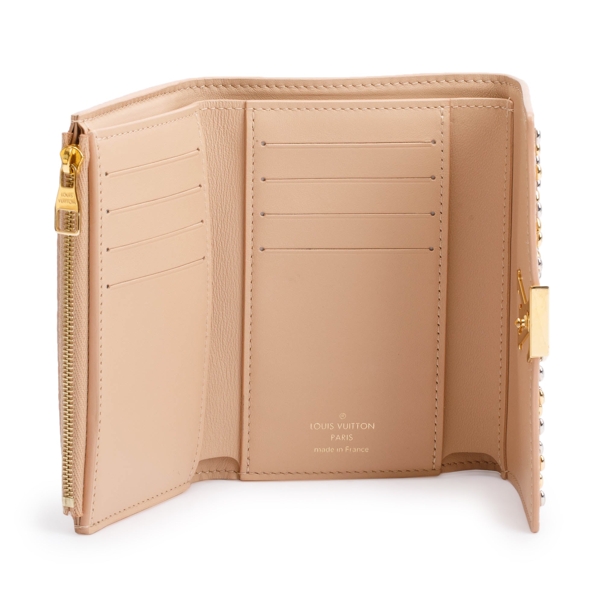 Louis Vuitton Beige Taurillon Leather Portofeuilles Capucines Compact Wallet