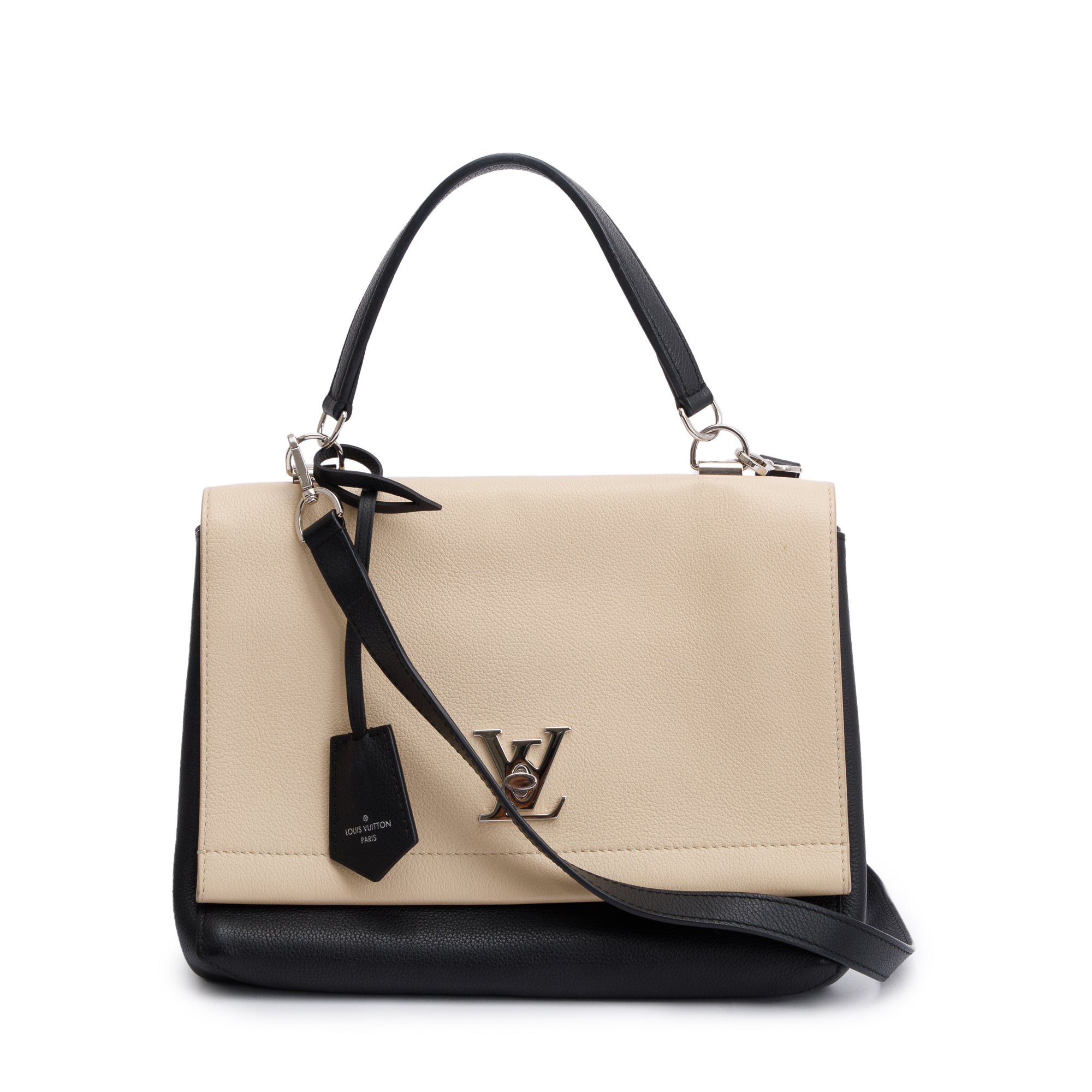 Louis Vuitton Beige/Black Taurillon Leather LockMe II Top Handle Bag