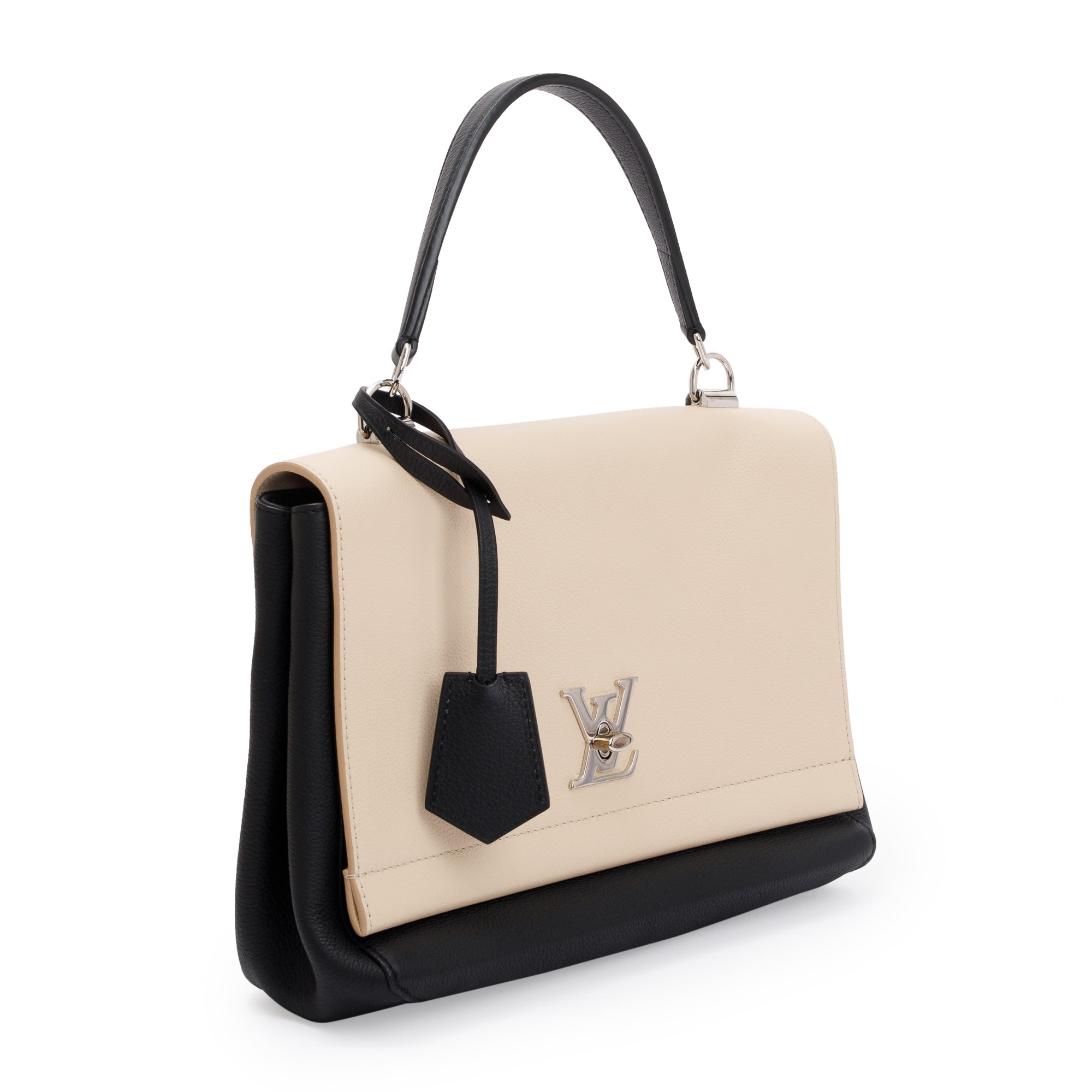 Louis Vuitton Beige/Black Taurillon Leather Lockme II Top Handle Bag