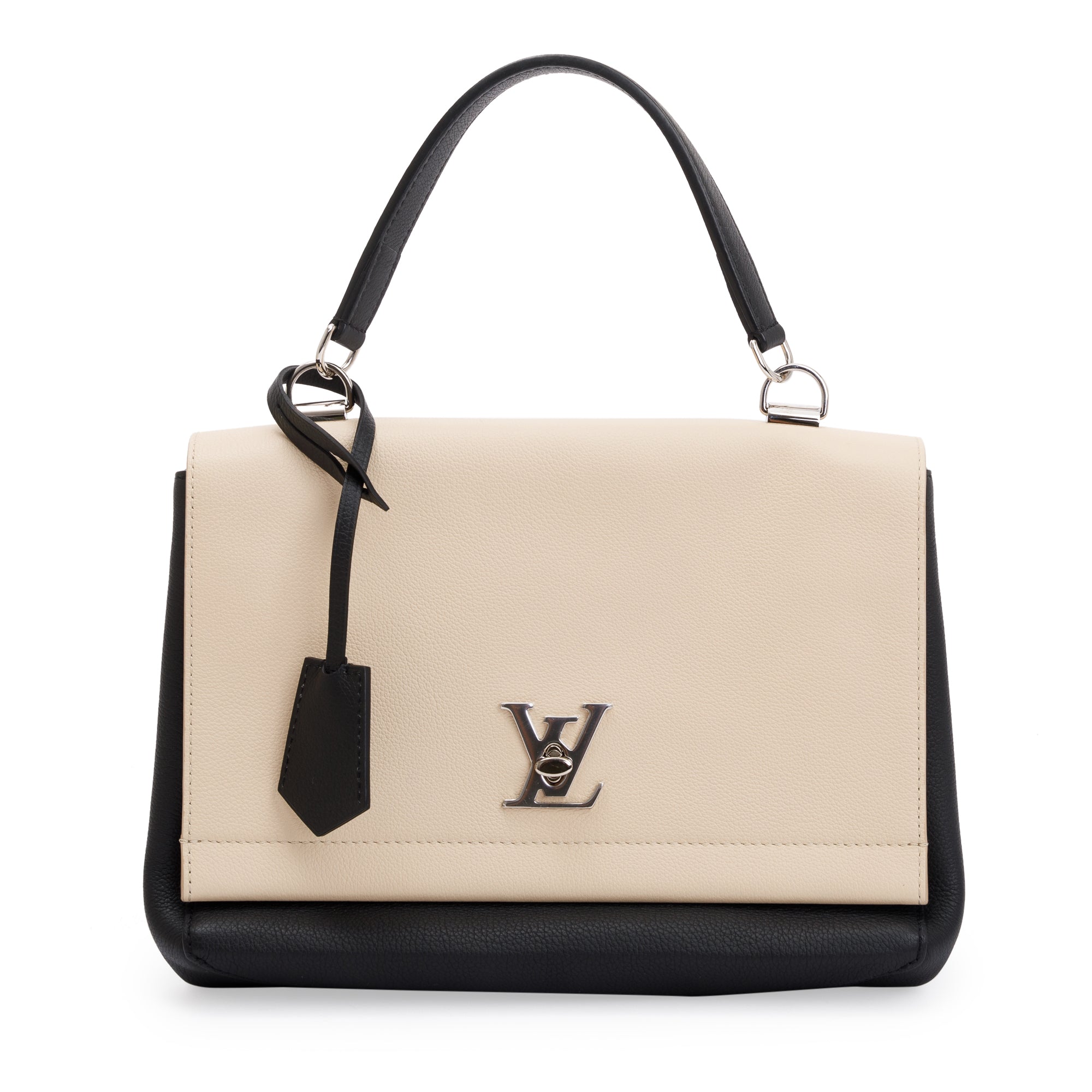 Louis Vuitton Beige/Black Taurillon Leather Lockme II Top Handle Bag