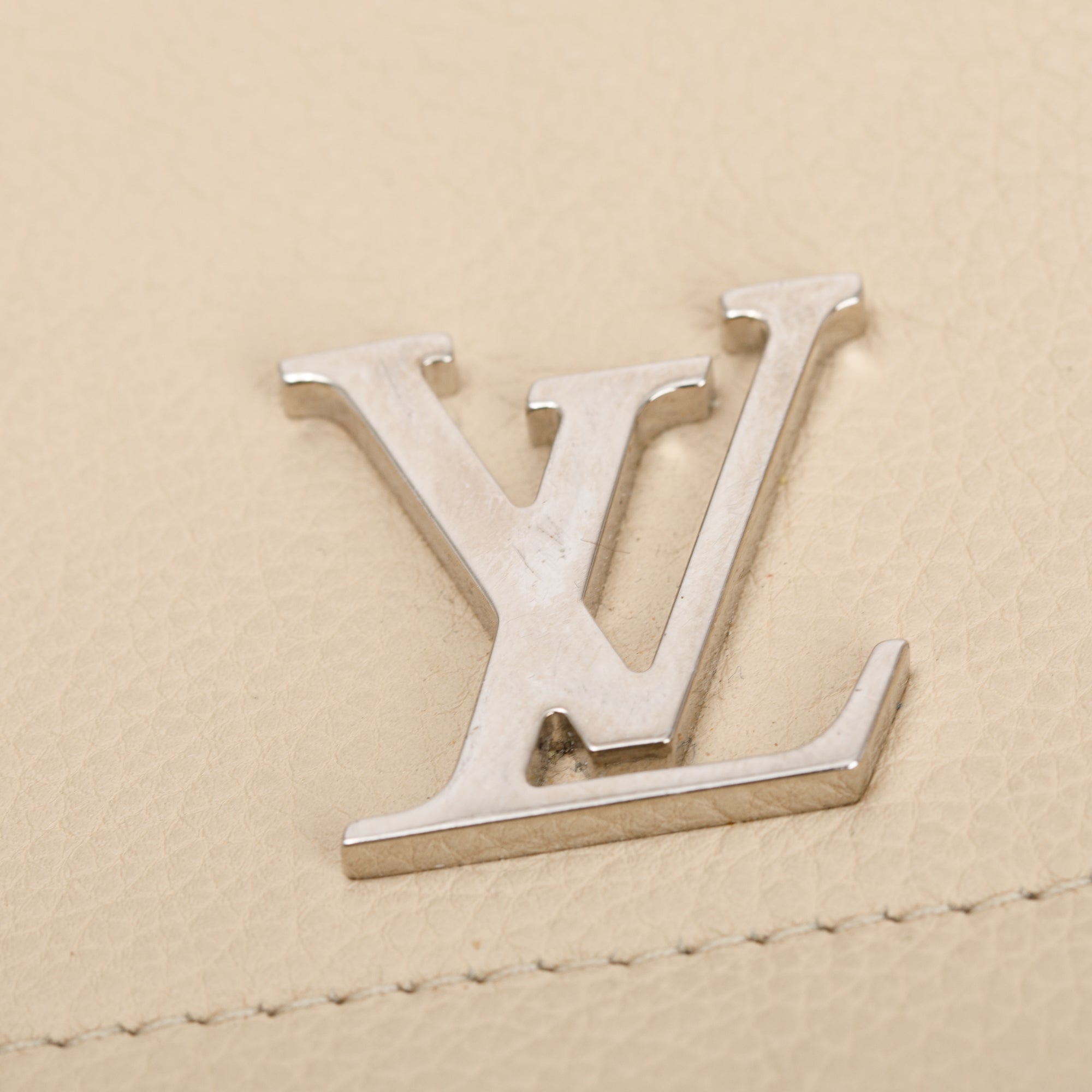Louis Vuitton Black & Beige Calfskin Leather Lockme Wallet
