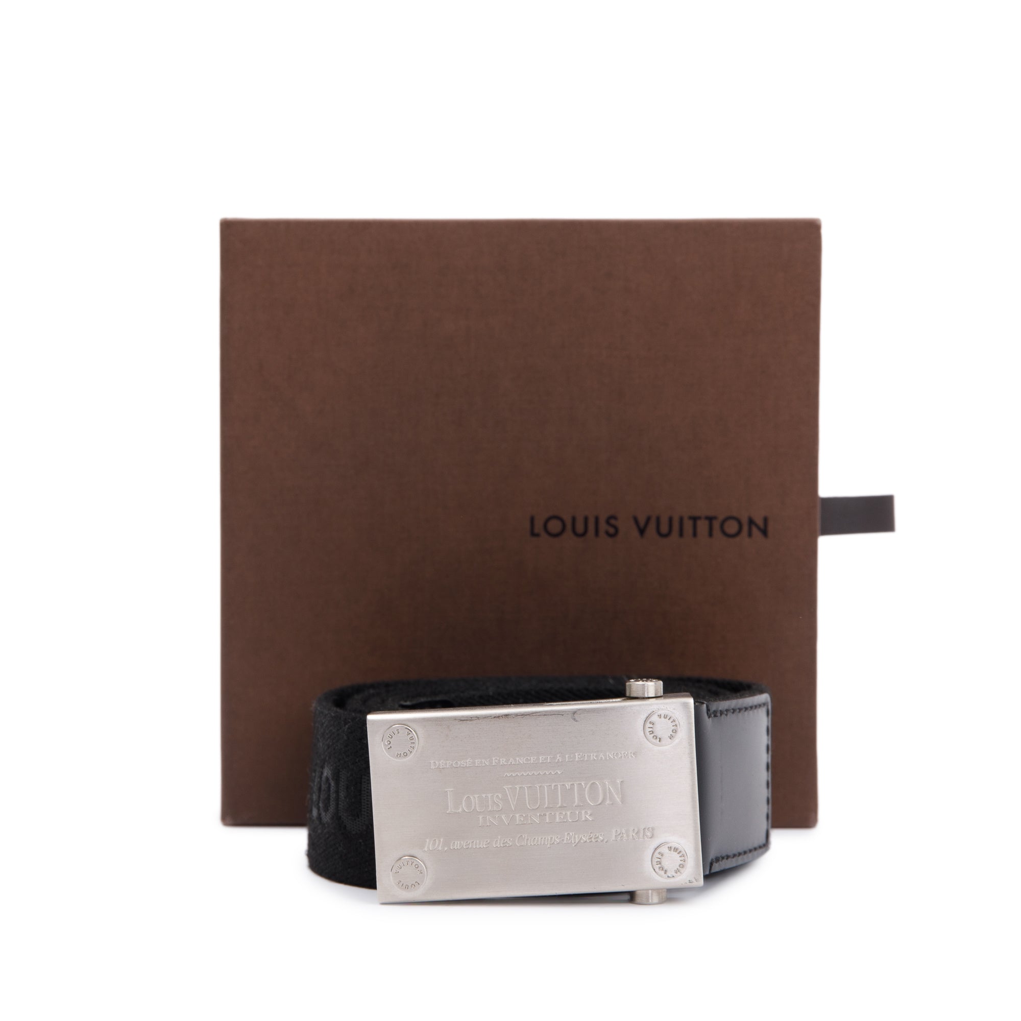 Louis Vuitton Black Bengale Inventeur Belt 95 38 w/ Box