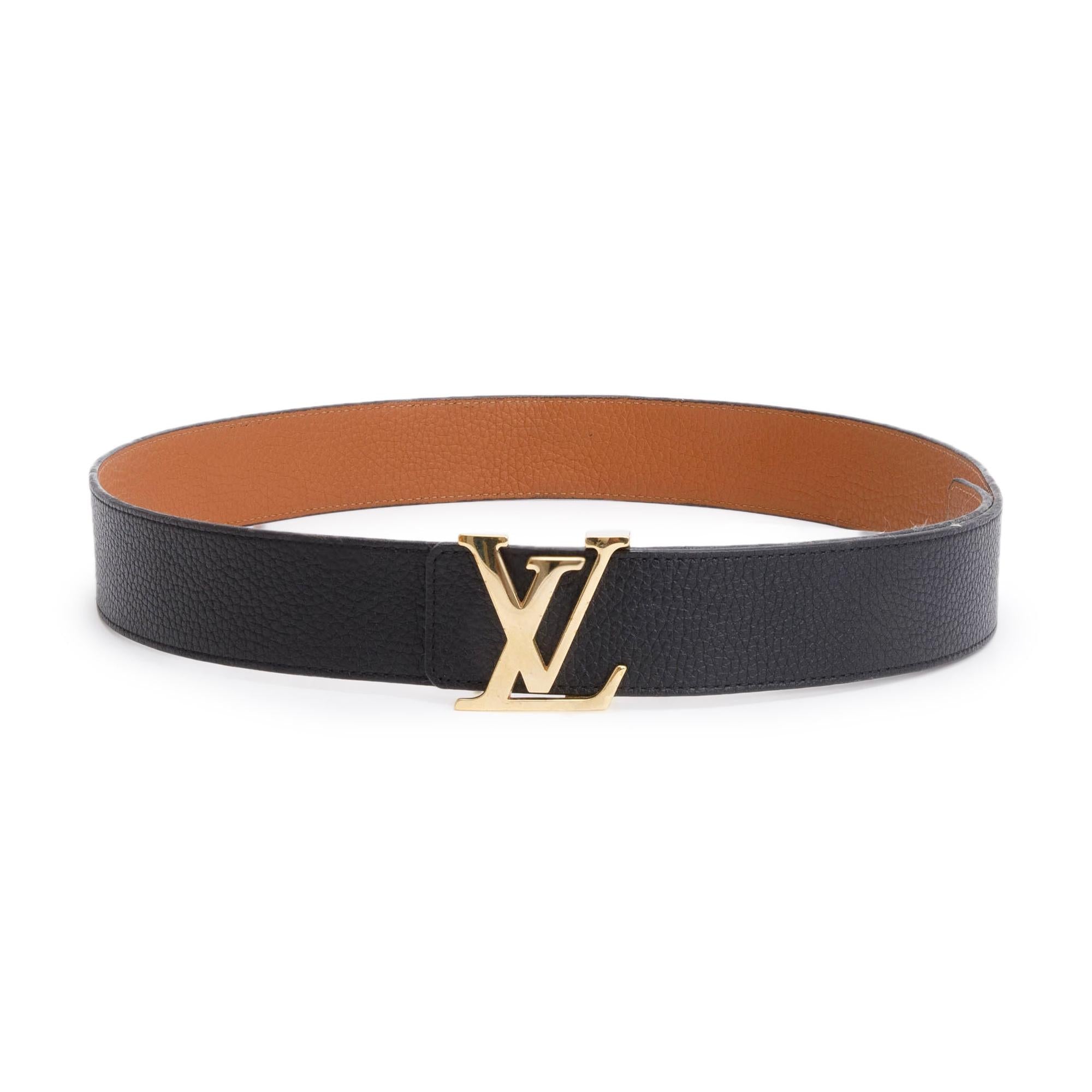 Louis Vuitton Black & Brown Taurillon Leather LV Initiales 40 MM Reversible Belt, Size 100 40
