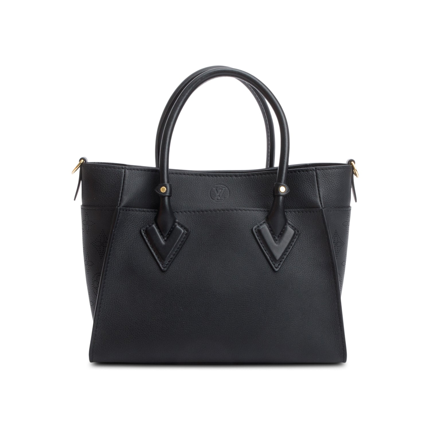 Louis Vuitton Black Calf Leather On My Side PM Tote w/ Strap & Box