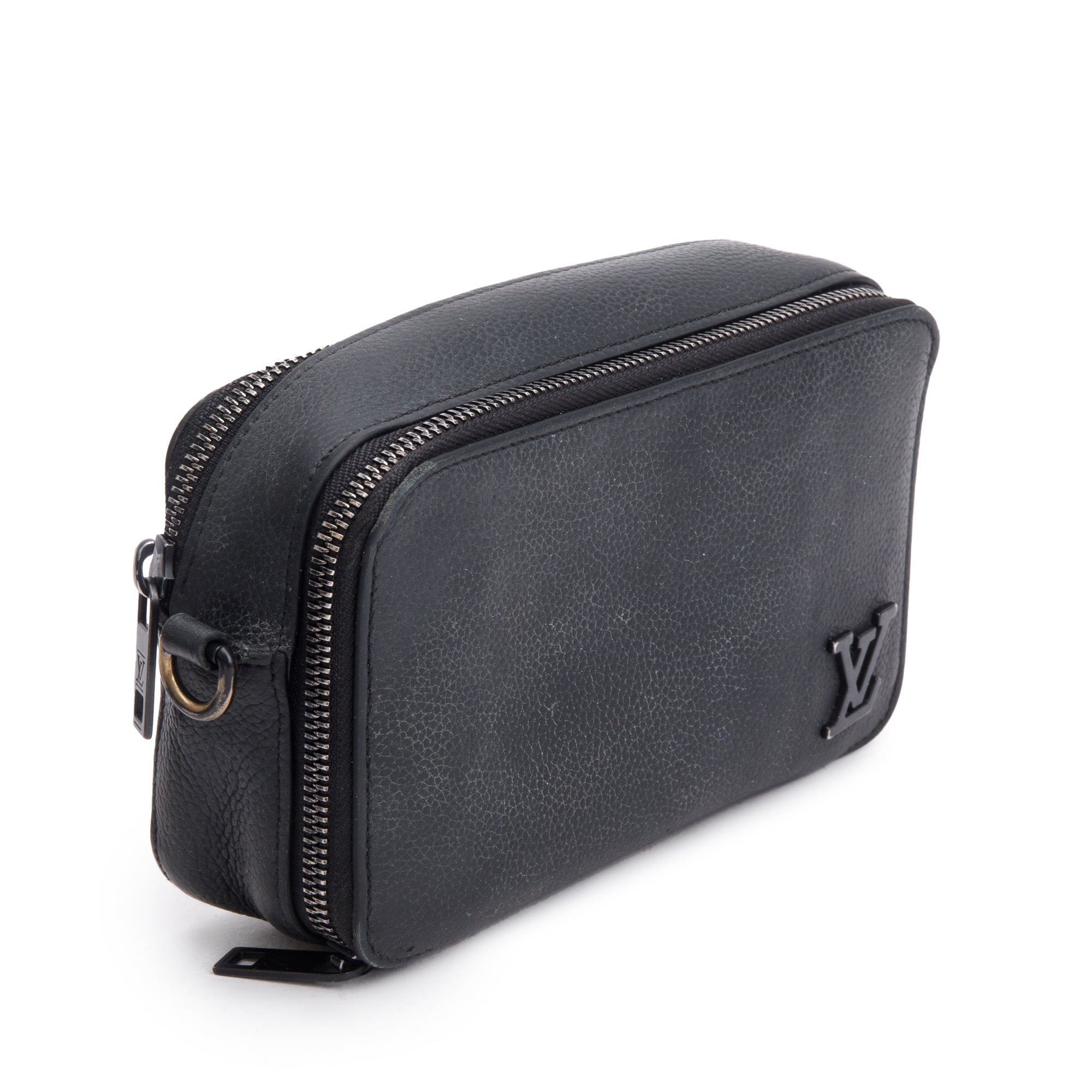 Louis Vuitton Black Calfskin Leather Alpha Wearable Wallet Crossbody