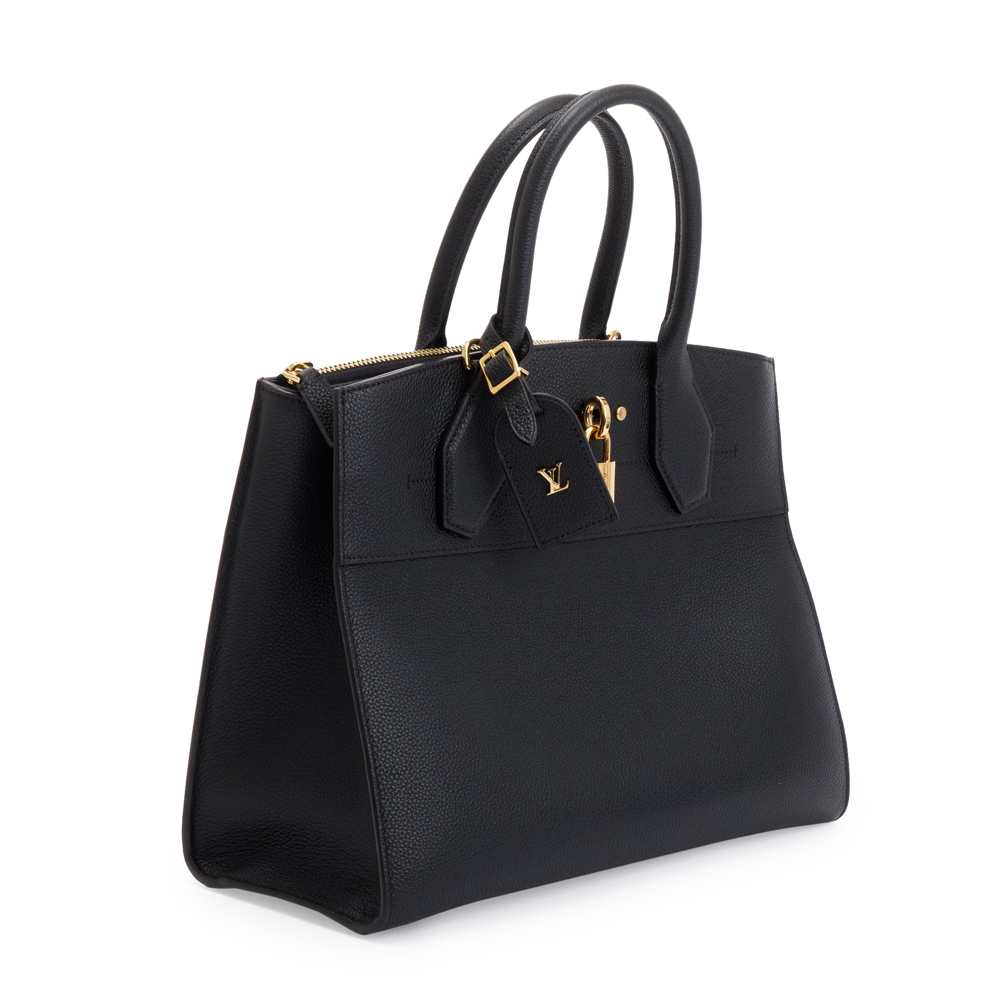 Louis Vuitton Black Calfskin Leather City Steamer MM w/ Strap