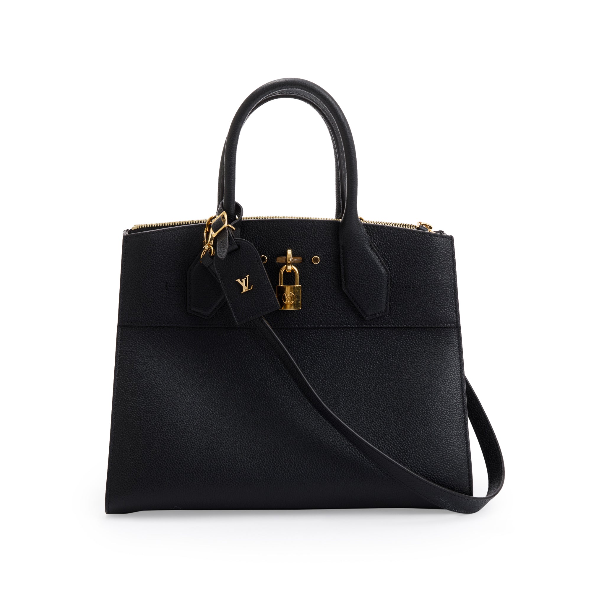 Louis Vuitton Black Calfskin Leather City Steamer MM w/ Strap