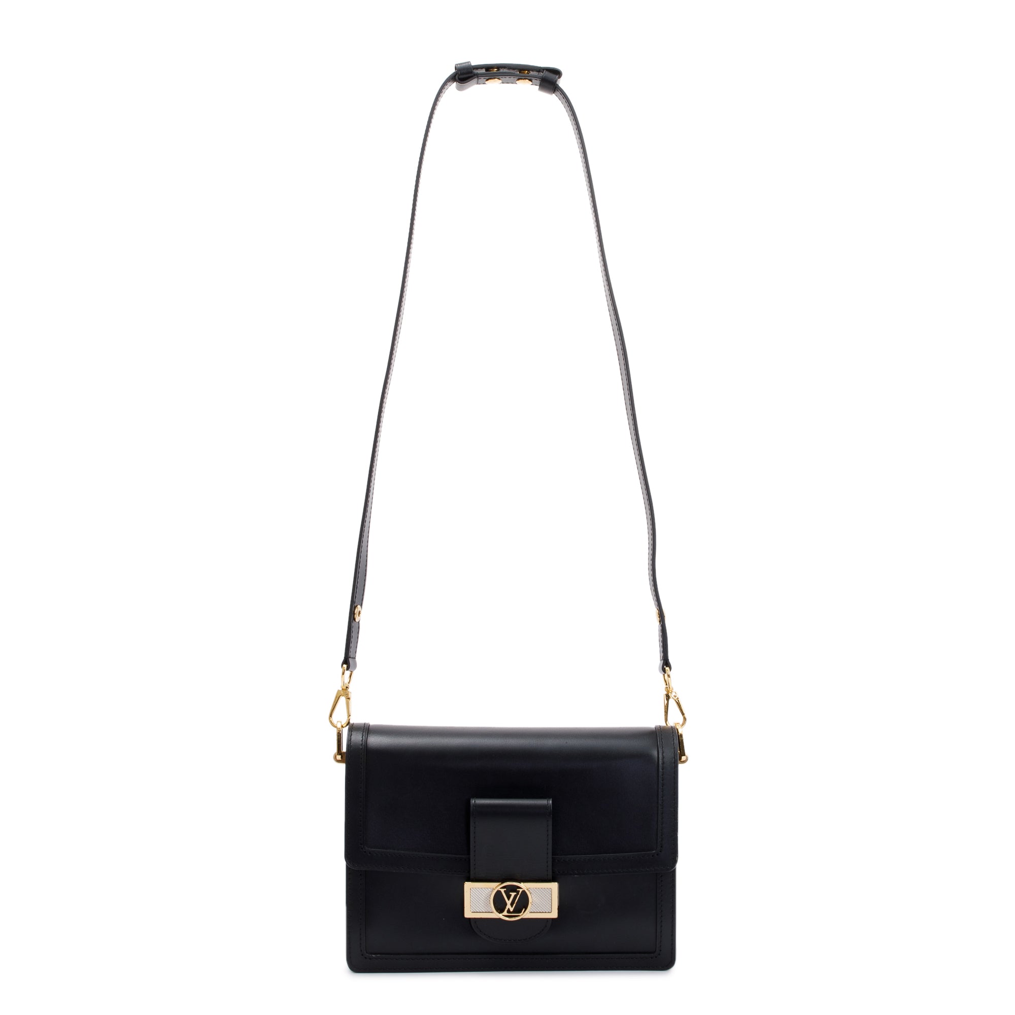 Louis Vuitton Black Calfskin Leather Dauphine MM w/ Strap