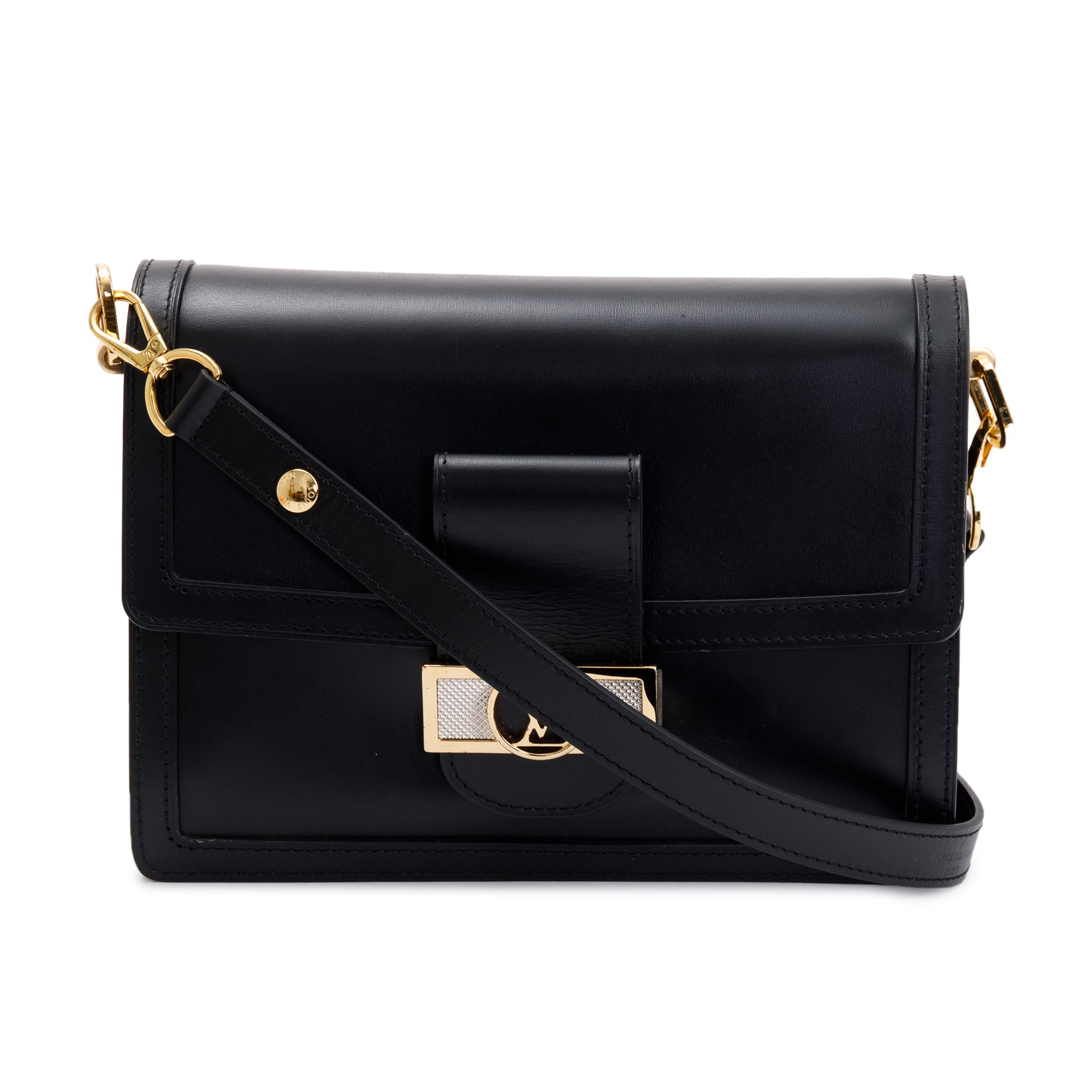 Louis Vuitton Black Calfskin Leather Dauphine MM w/ Strap