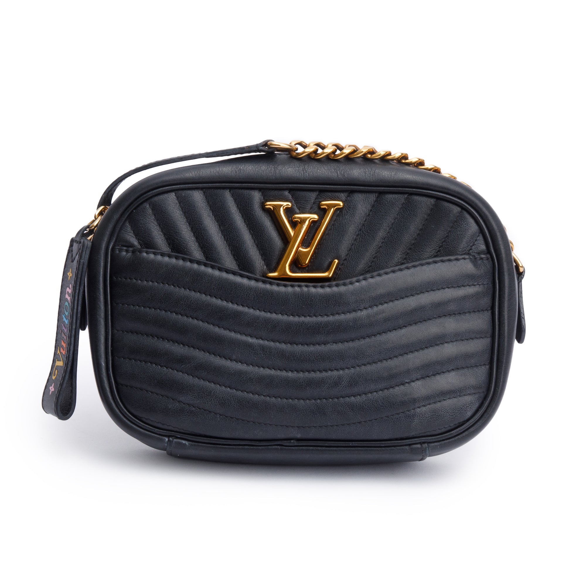 Louis Vuitton Black Calfskin Leather New Wave Camera Bag w/ Box