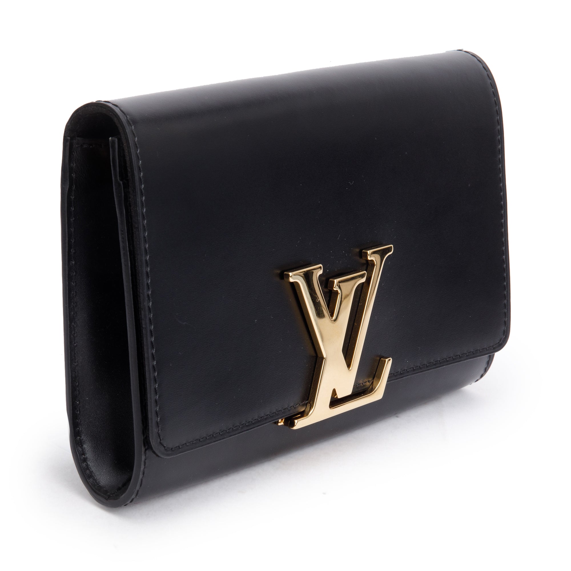 Louis Vuitton Black Calfskin Louise Chain Clutch MM w/ Box & Receipt