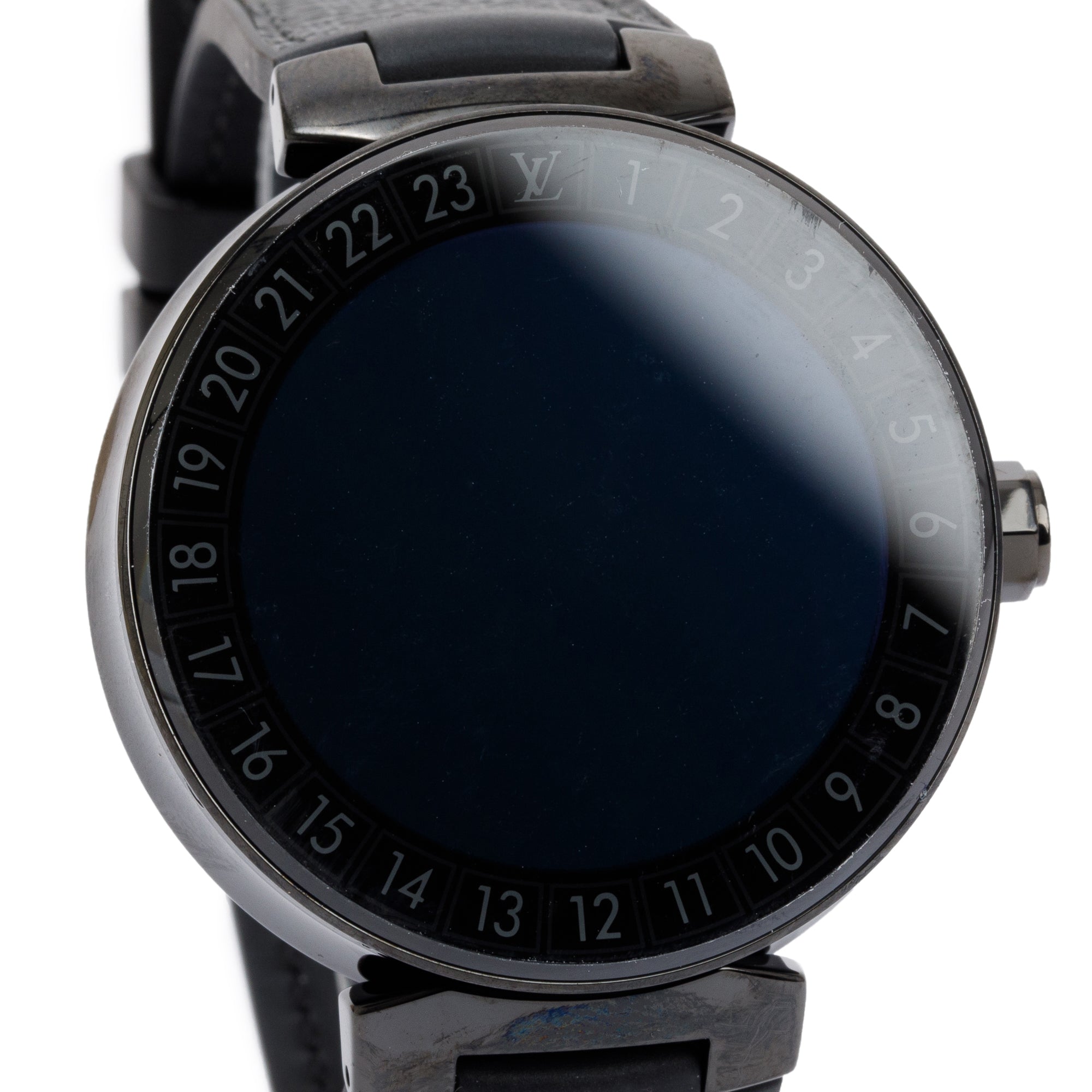 Louis Vuitton Black Coated Stainless Steel Tambour Horizon 42 MM Digital Smart Watch w/ Charger