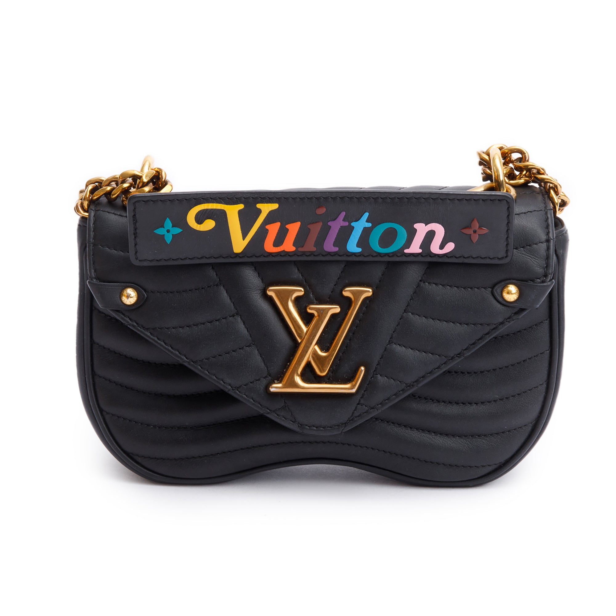 Louis Vuitton Black Cowhide Leather New Wave Chain Bag PM w/ Box