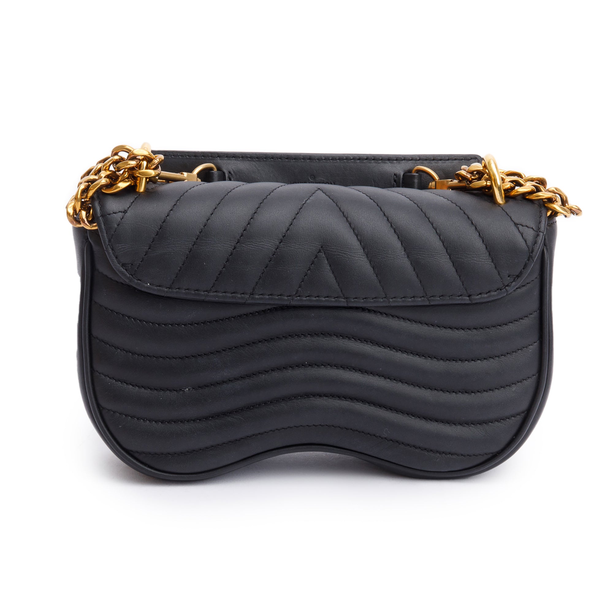 Louis Vuitton Black Cowhide Leather New Wave Chain Bag PM w/ Box