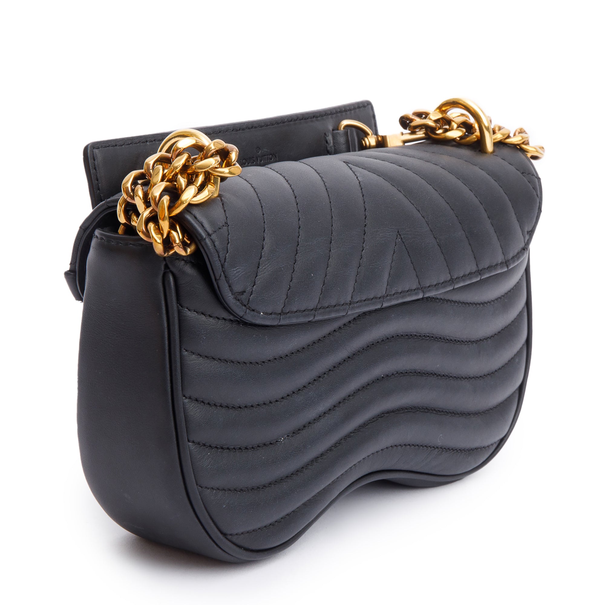 Louis Vuitton Black Cowhide Leather New Wave Chain Bag PM w/ Box