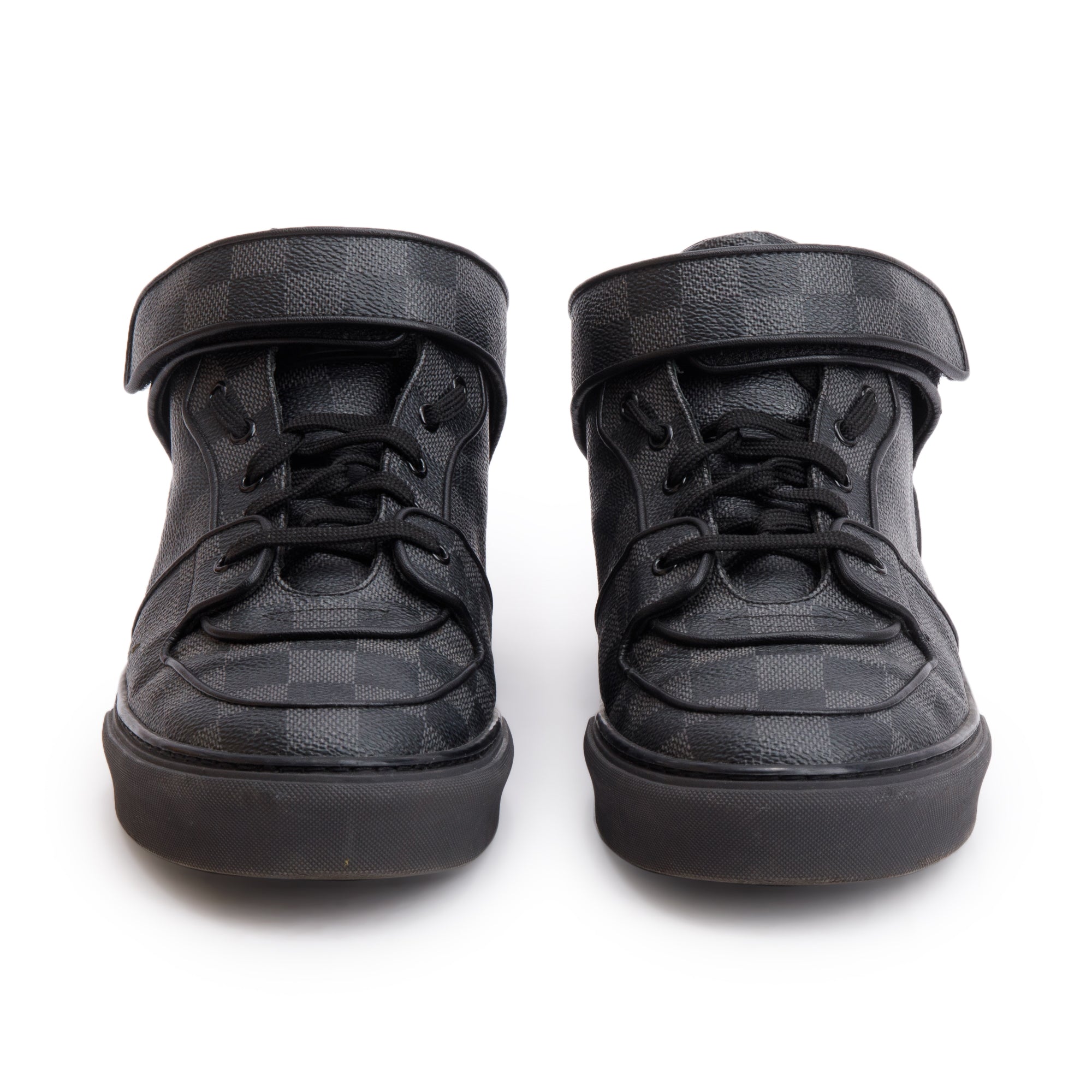 Louis Vuitton Black Damier Graphite Canvas Acapulco Mid-Top Sneakers, Size 9 w/ Box