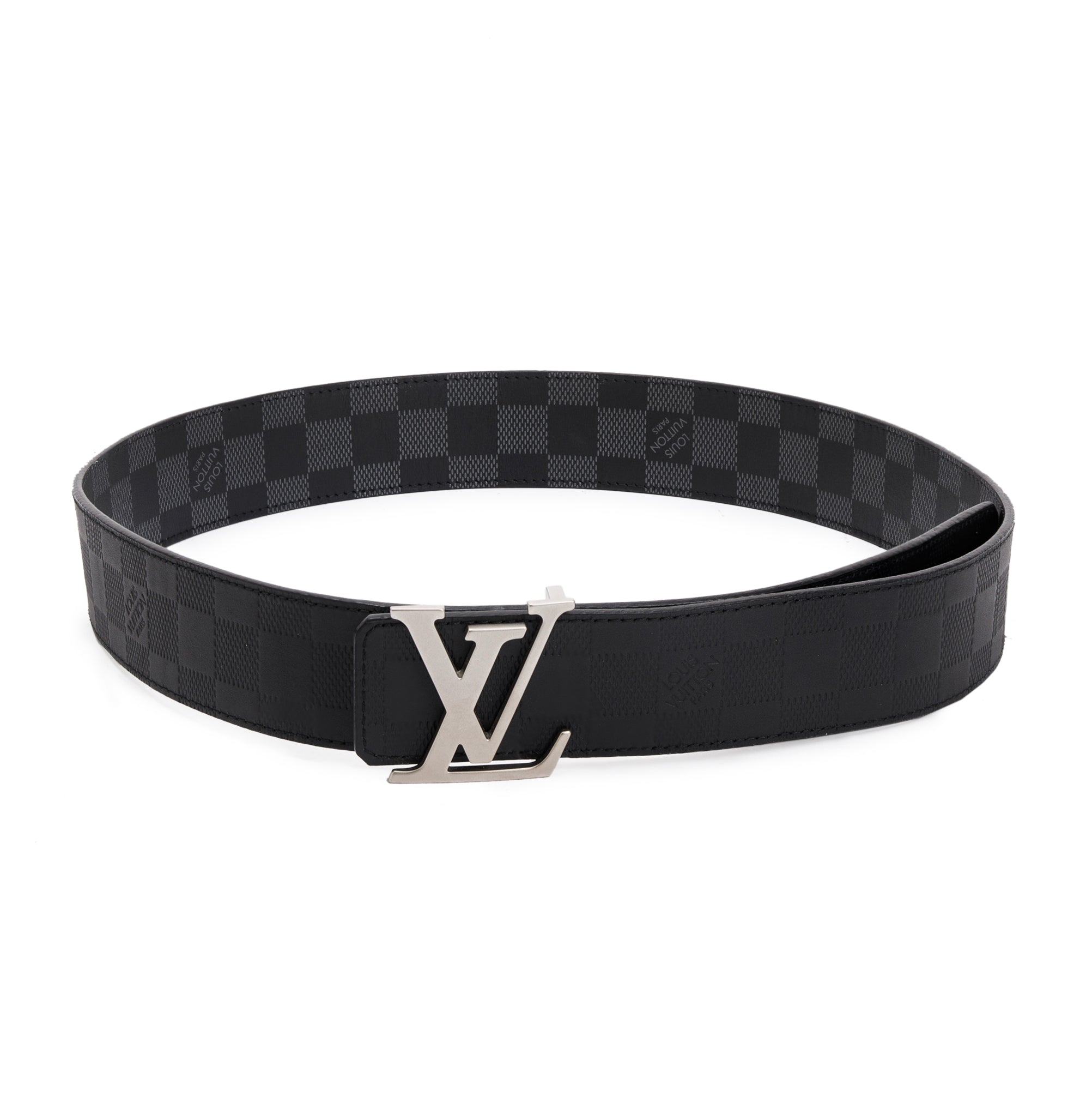 Louis Vuitton Black Damier Graphite Canvas & Damier Infini Leather LV Initiales 40 MM Reversible Belt, Size90