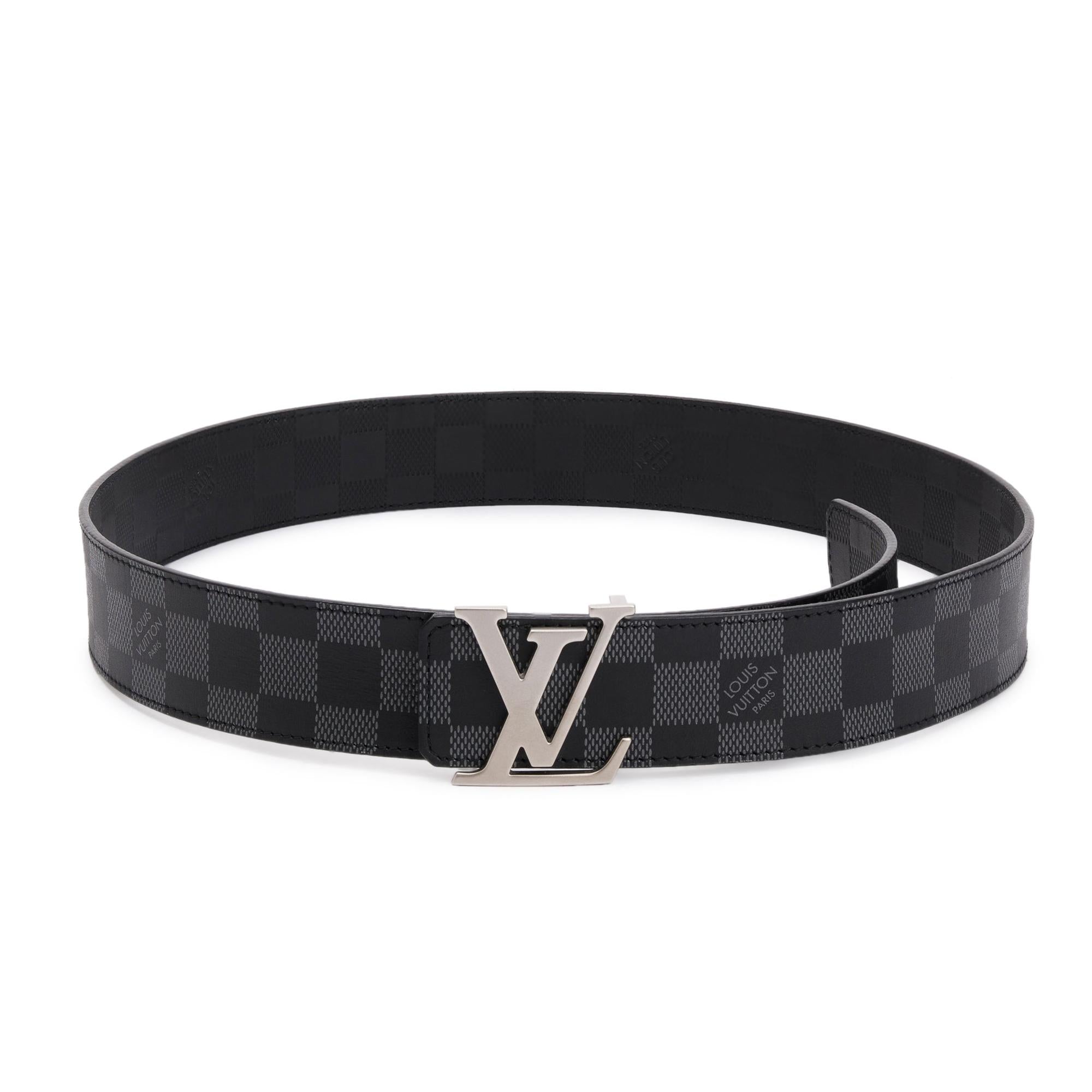 Louis Vuitton Black Damier Graphite Canvas & Damier Infini Leather LV Initiales 40 MM Reversible Belt, Size90