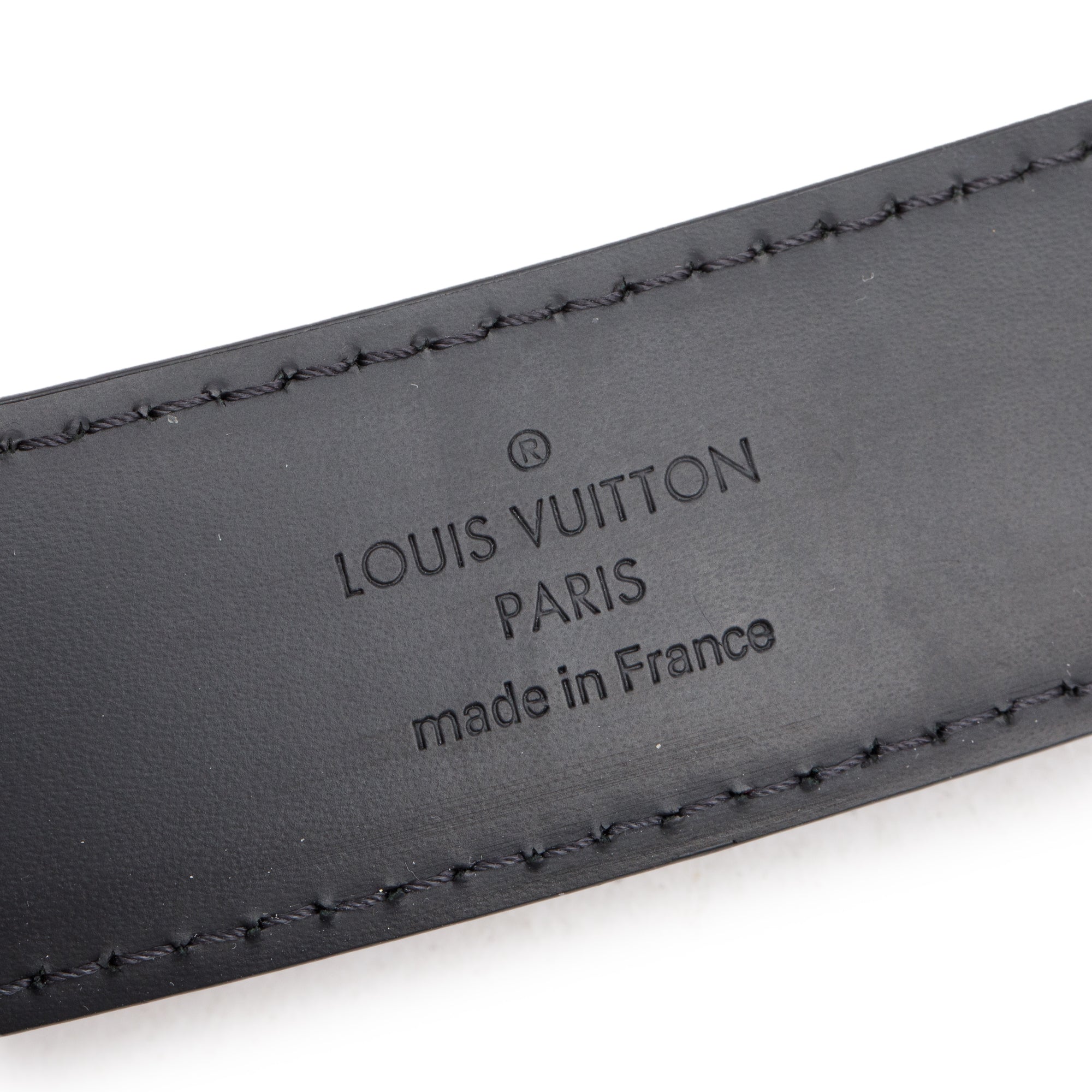 Louis Vuitton Black Damier Graphite Saint-Elysse 30 MM Belt, Size 95 38