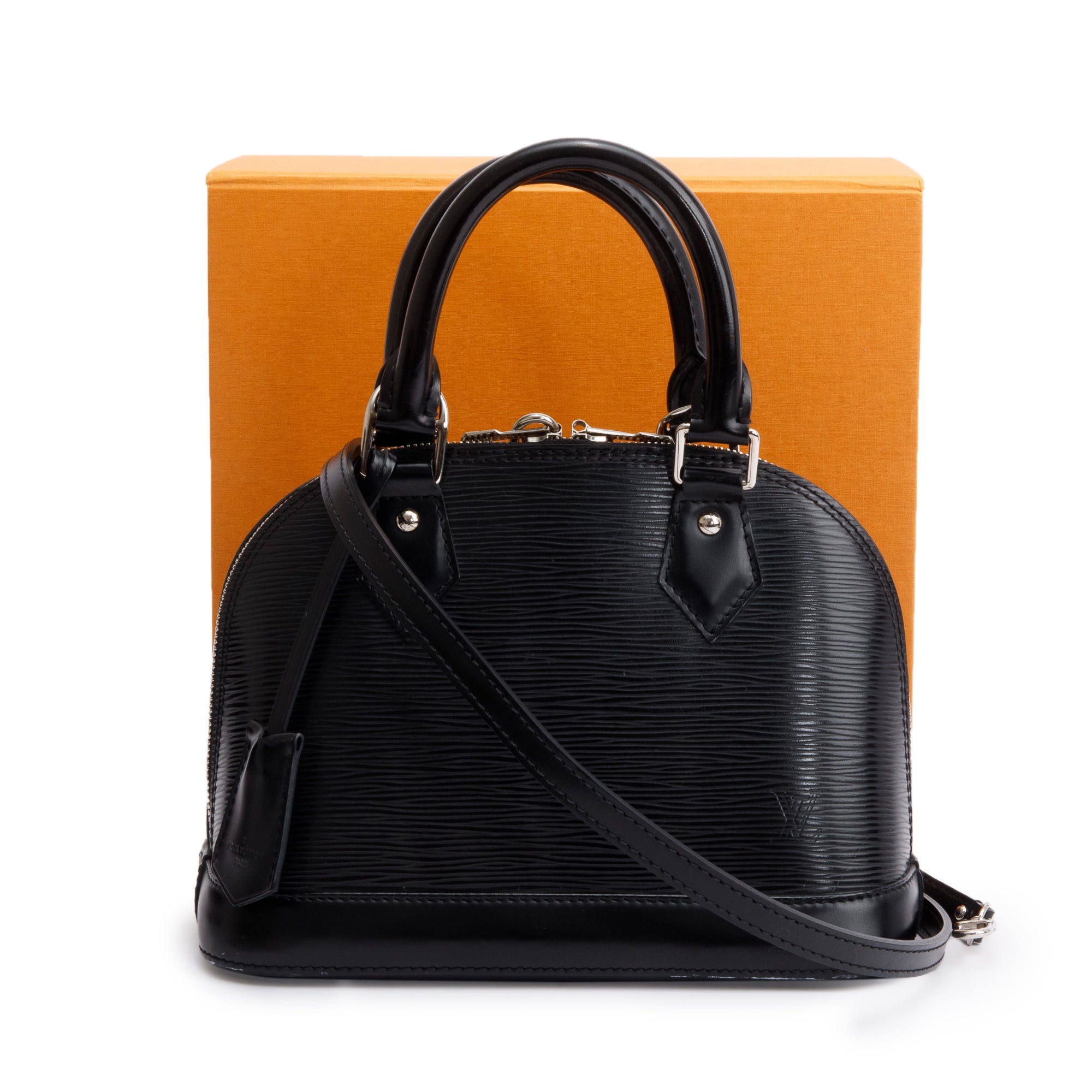 Louis Vuitton Black Epi Leather Alma BB w/ Box & Strap