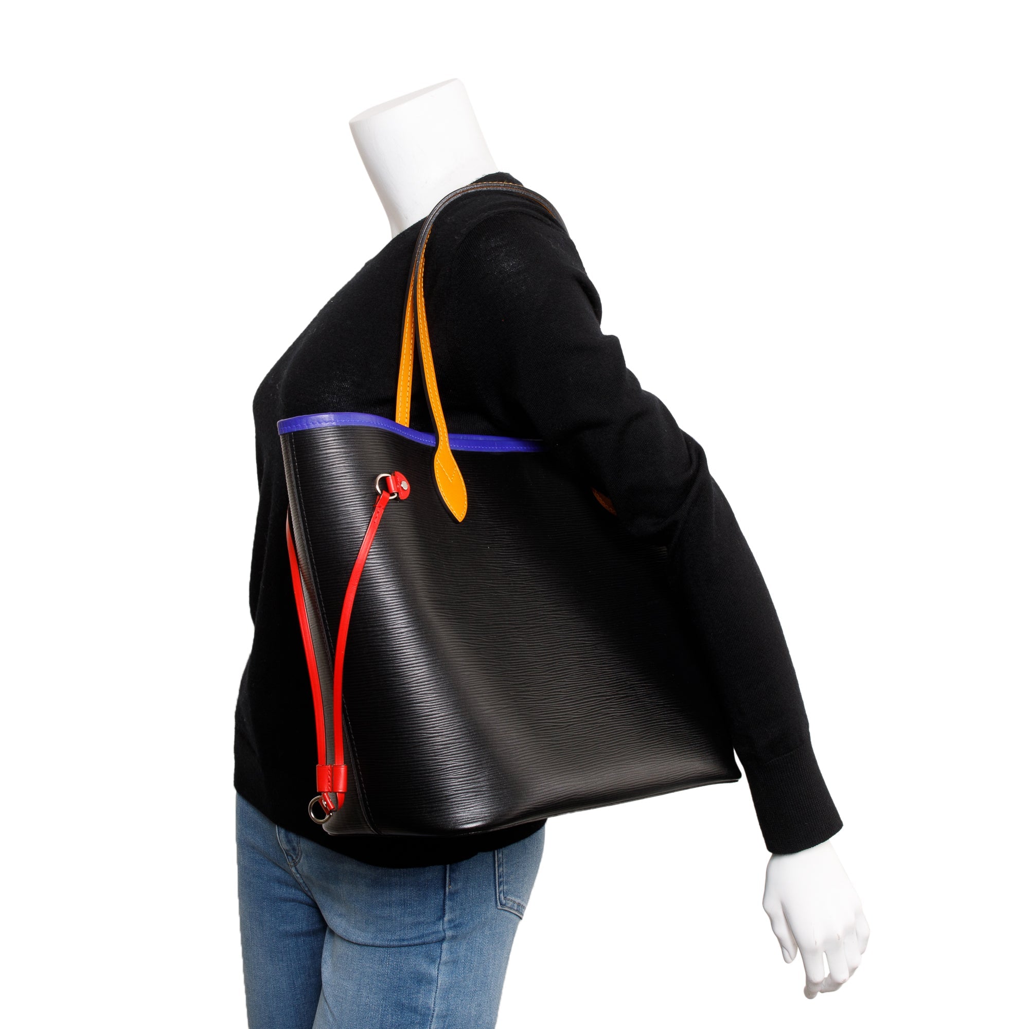 Louis Vuitton Black Epi Leather Neverfull MM w/ Box & Pouch