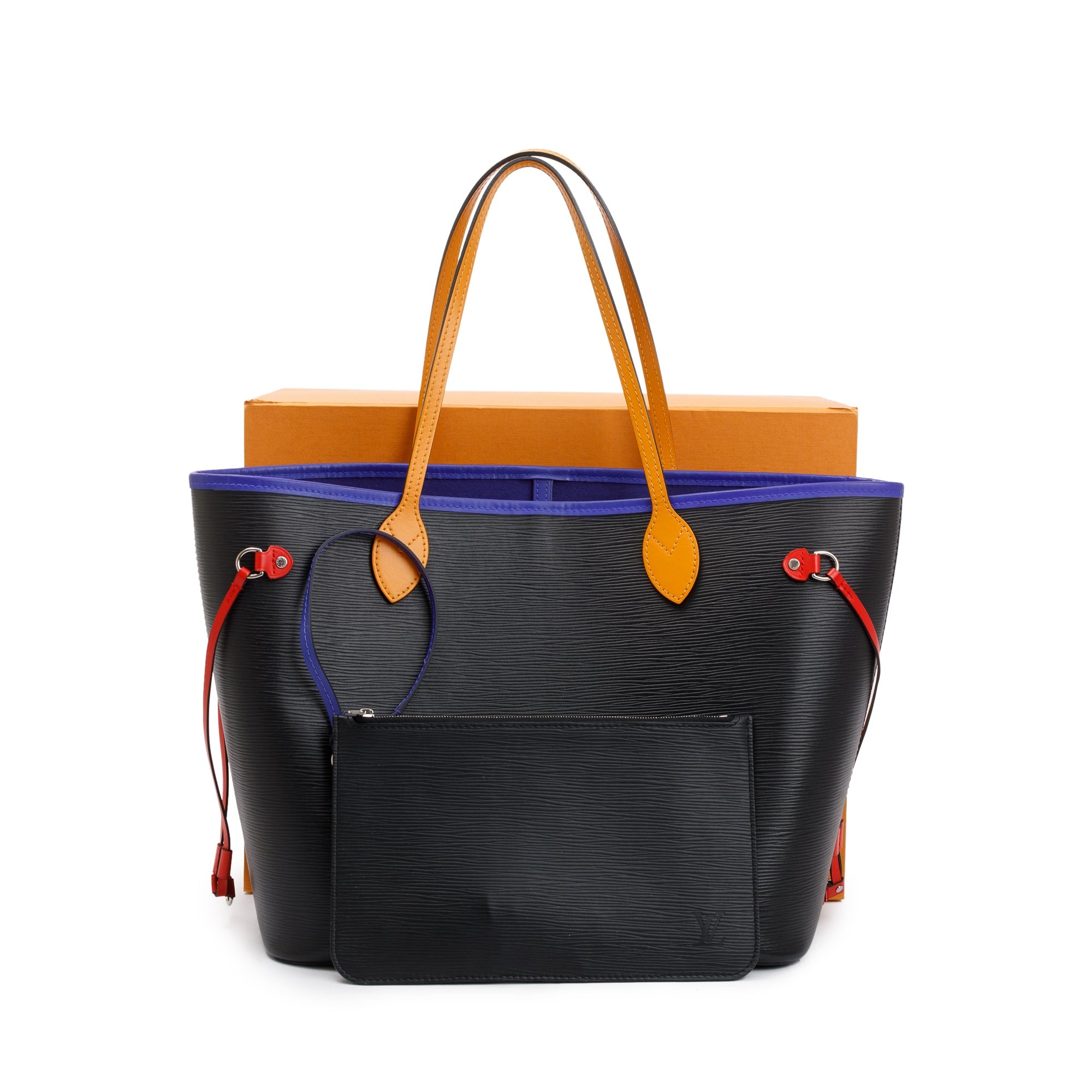 Louis Vuitton Black Epi Leather Neverfull MM w/ Box & Pouch