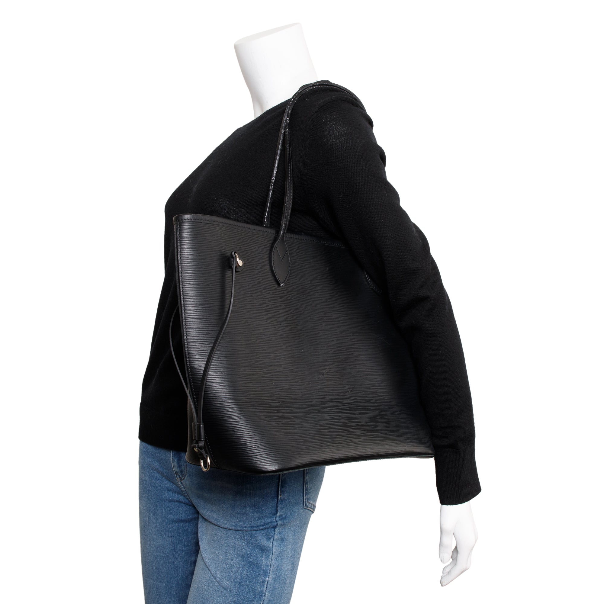 Louis Vuitton Black Epi Leather Neverfull MM w/ Pouch