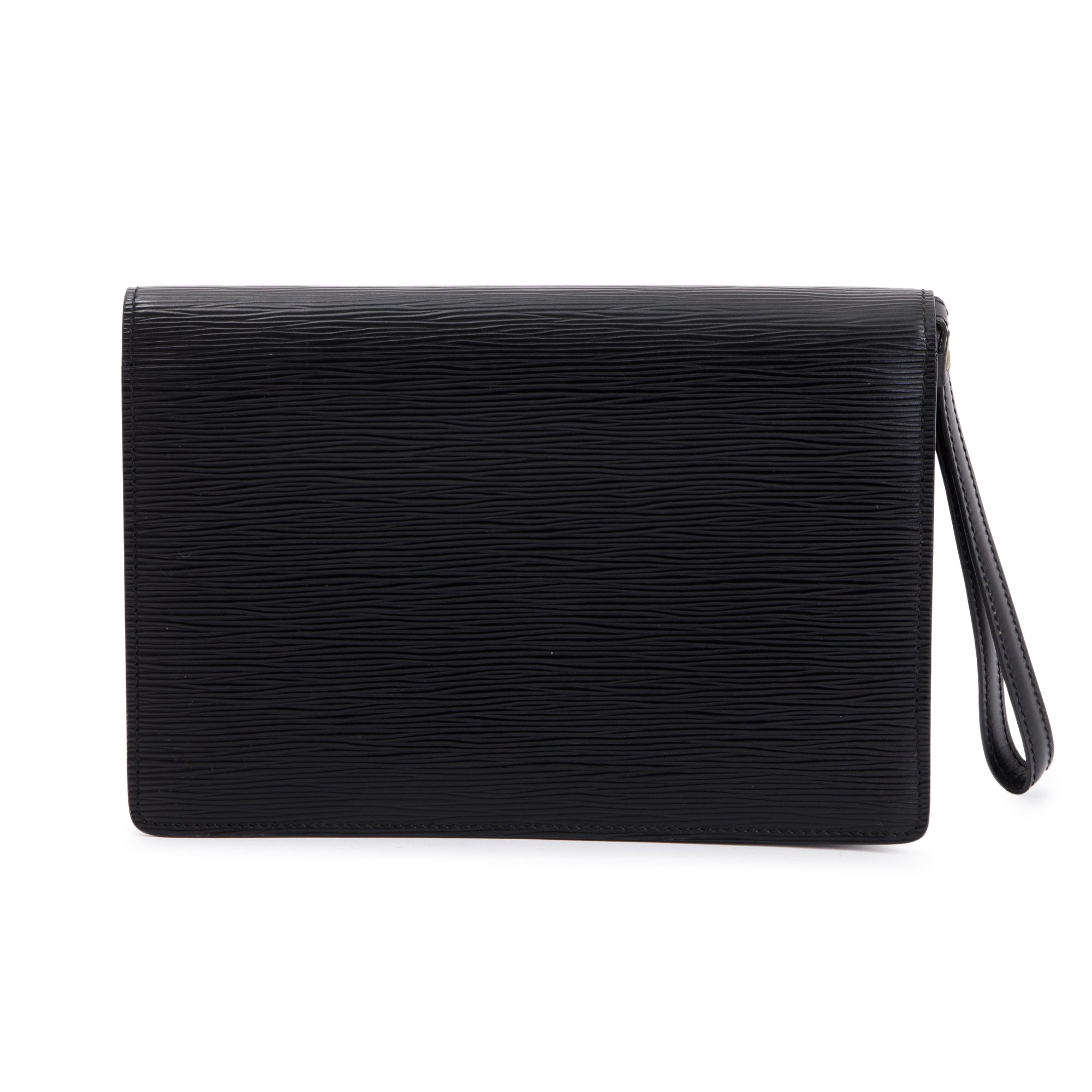 Louis Vuitton Black Epi Leather Pochette Sellier Dragonne Wristlet Clutch