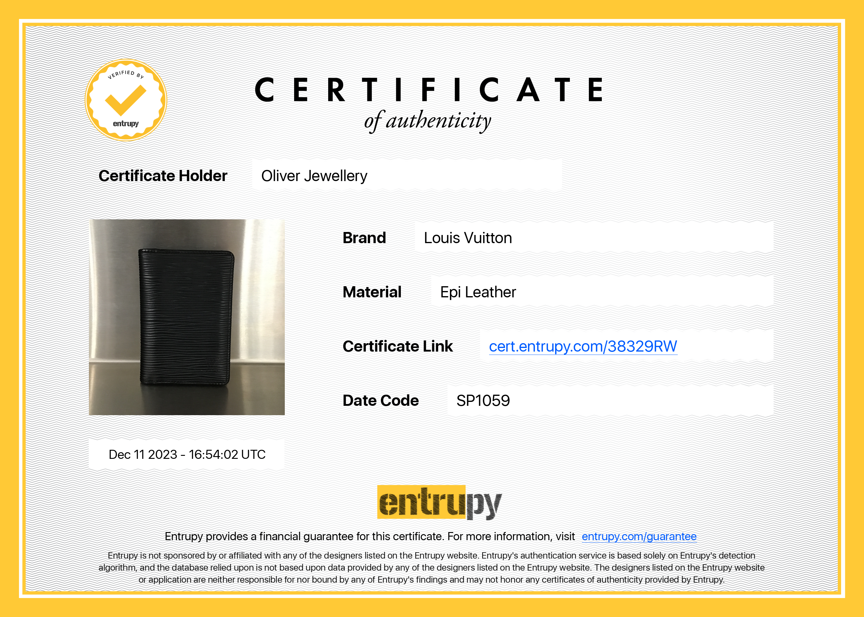 Louis Vuitton Black Epi Leather Pocket Organizer w/ Box