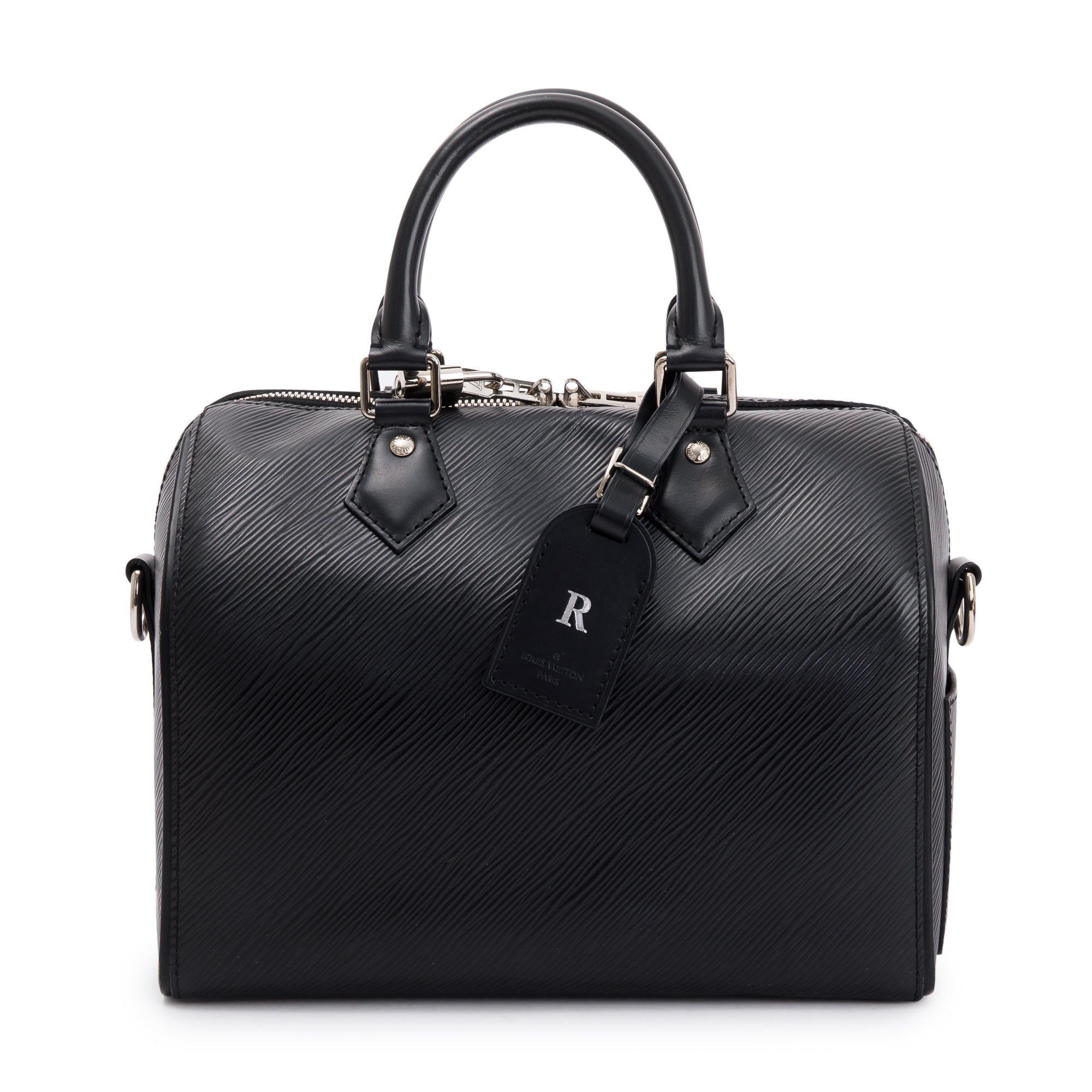 Louis Vuitton Black Epi Leather Speedy Bandouliere 25 w/ Strap & Receipt